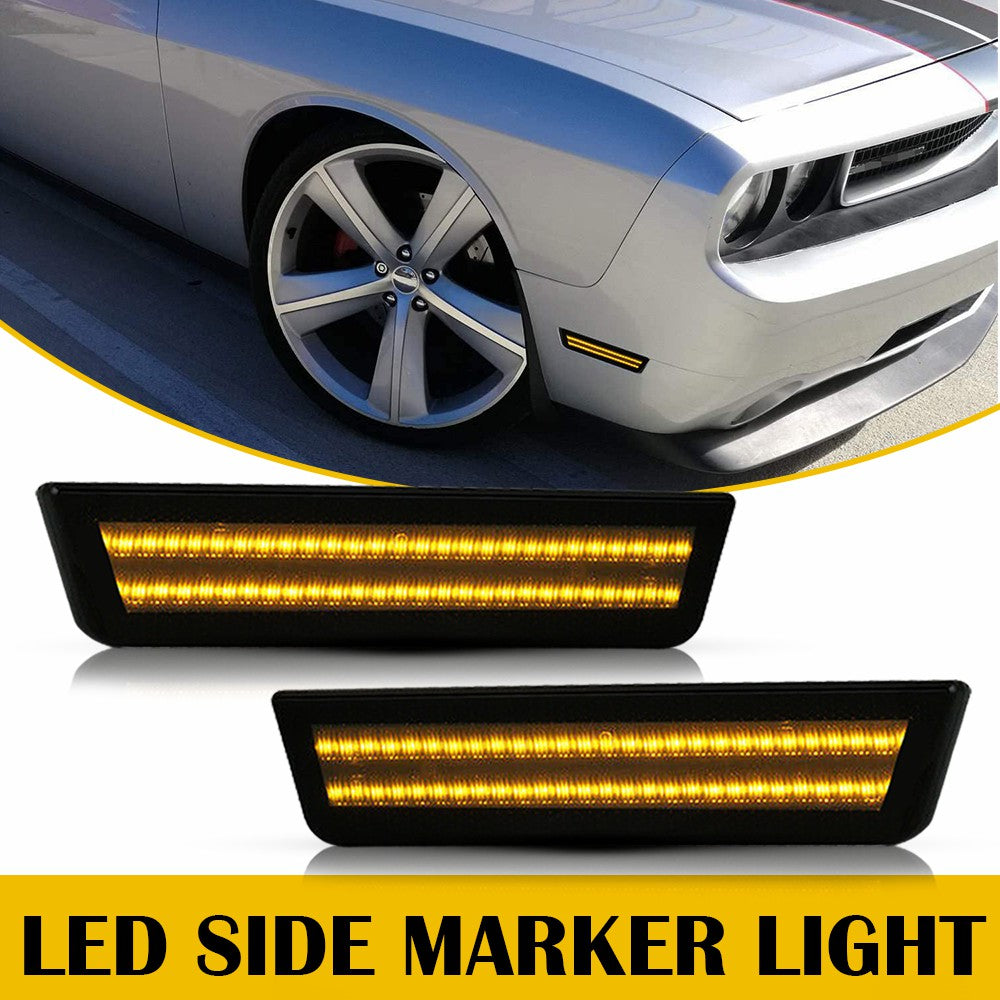 2008-2014 Dodge Challenger & 2011-2014 Charger LED Side Marker Lights - Front & Rear Red/Yellow Replacement - Enhance Visibility & Style for Night Driving & Car Shows