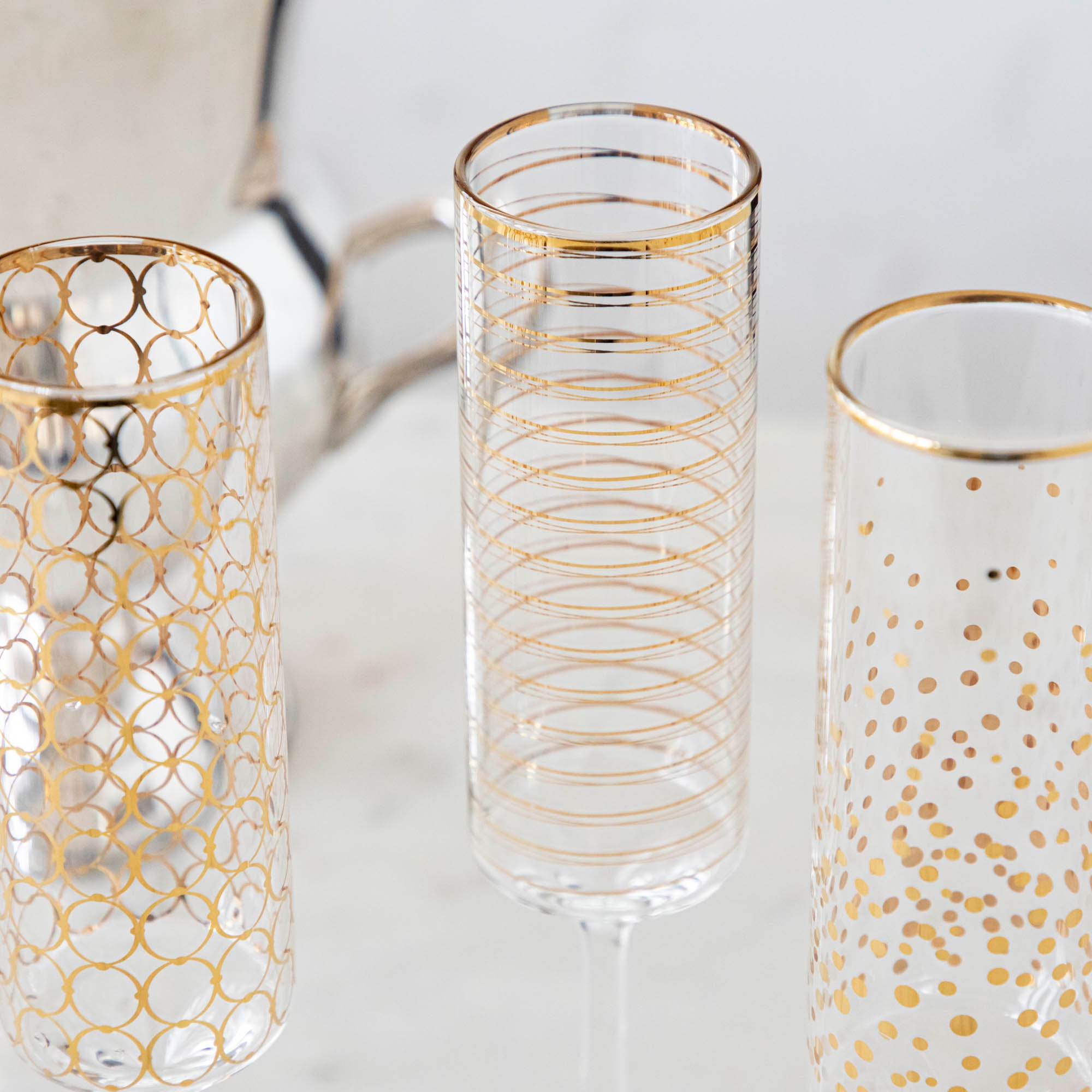 Elegant Gold Patterned Champagne Flutes Set of 4 - Premium Glassware for Weddings, Parties & Celebrations - Perfect for Toasting & Special Occasions