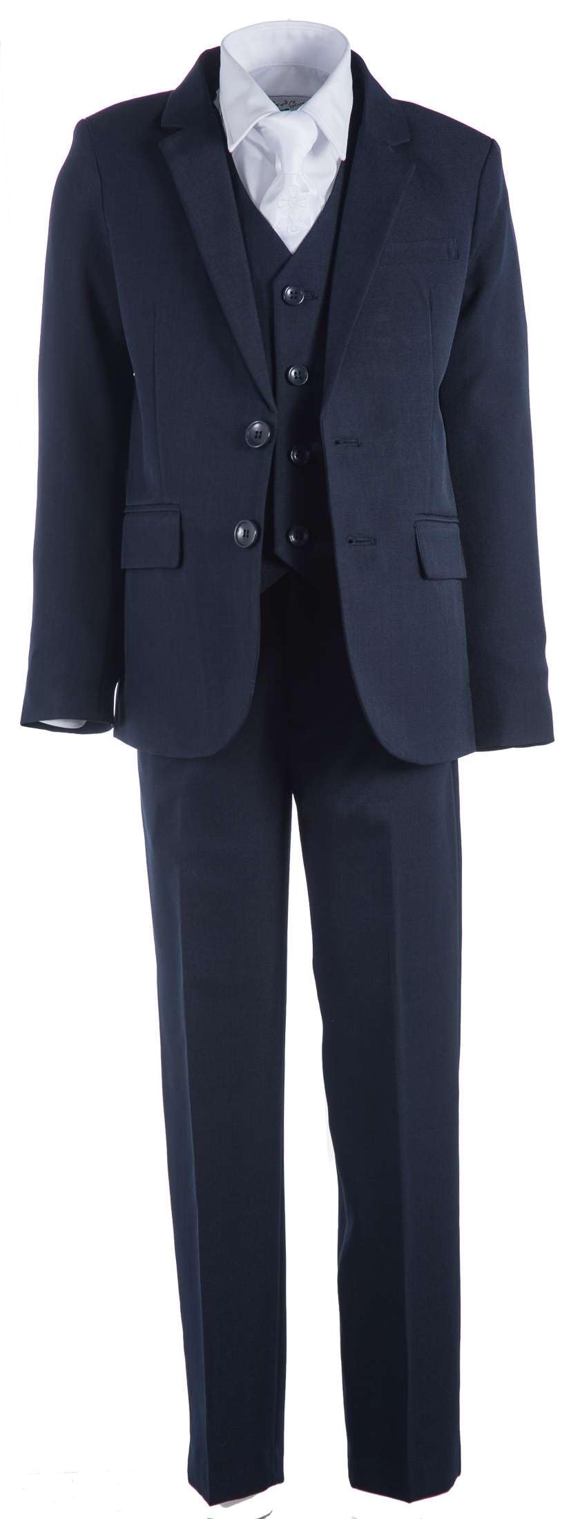 Tuxgear Boys Navy Blue Slim Fit Suit with Communion Cross Neck Tie - Formal Attire for First Communion, Church Events & Special Occasions