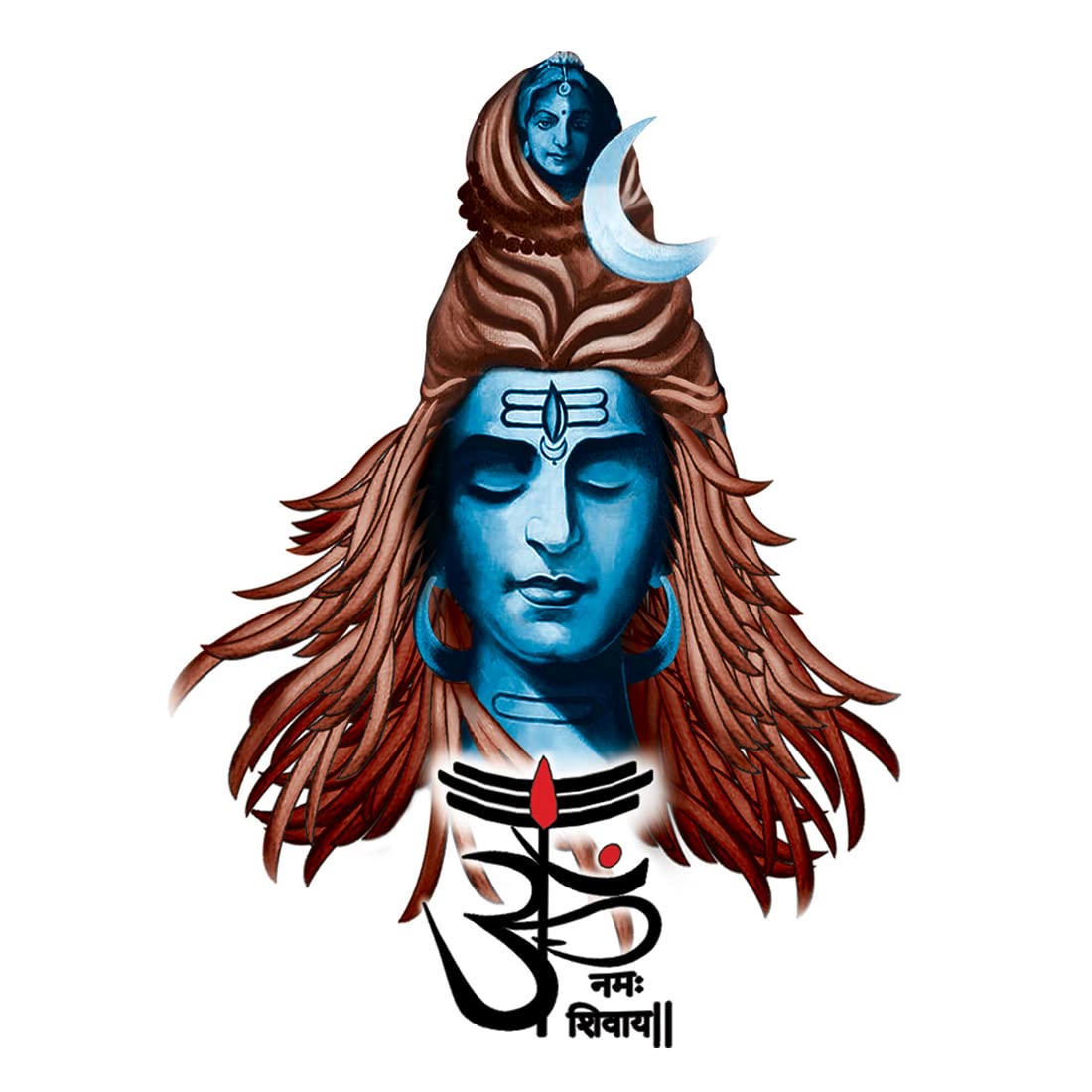 Om Namah Shivaya Lord Shiva Temporary Tattoo - Waterproof Fake Body Art for Men & Women - Spiritual Hindu Tattoos for Festivals, Yoga & Meditation