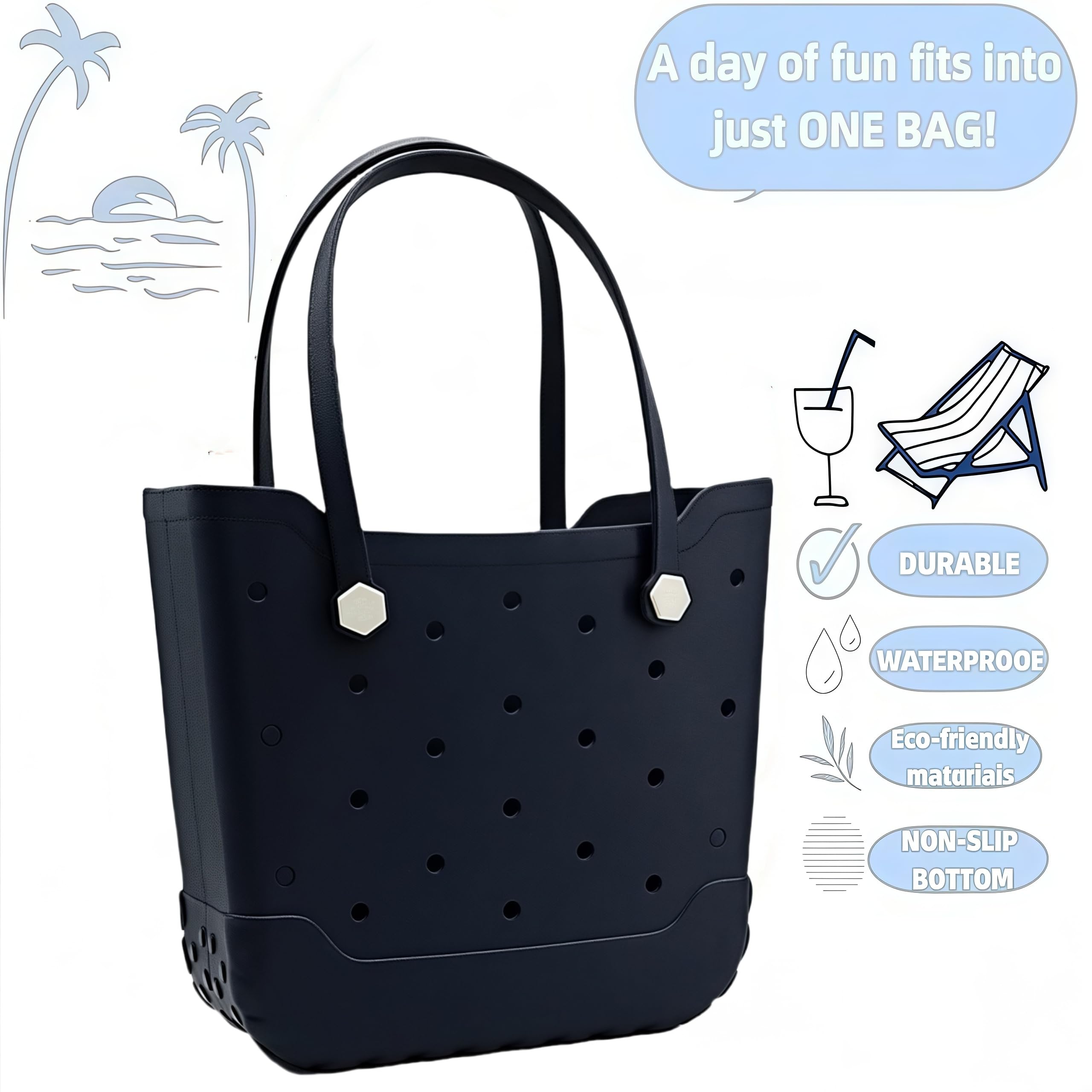 Waterproof Beach Tote Bag for Men & Women - Lightweight Washable Travel Bag for Pool, Boat & Outdoor Activities | Perfect for Beach Trips, Swimming & Summer Vacations