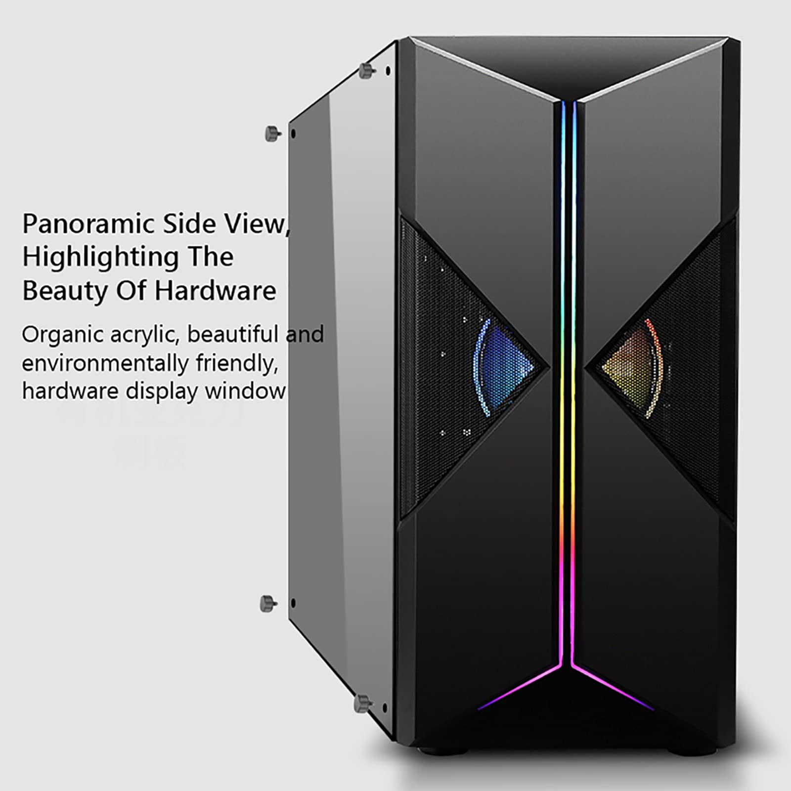 ATX Gaming Case - Micro ATX PC Case with Acrylic Glass Panel, Mid Tower Computer Chassis with Fan & Water Cooling Support - Perfect for Gaming Rigs & Workstation Builds