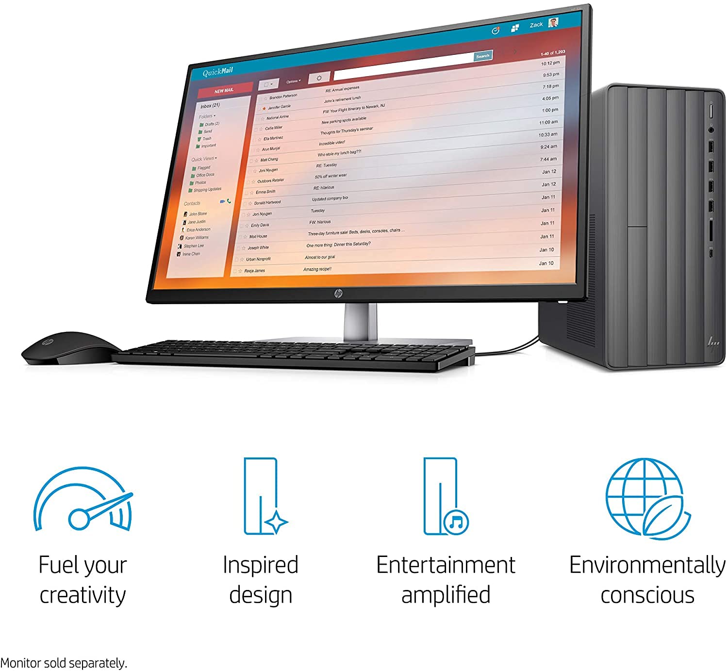 HP Envy Desktop 2022 - Intel Core i7-10700, 16GB RAM, 1TB SSD + 1TB HDD, Wi-Fi 5, Windows 11 Pro, Keyboard & Mouse Combo - Powerful Home & Office Computer for Work, Gaming & Multimedia