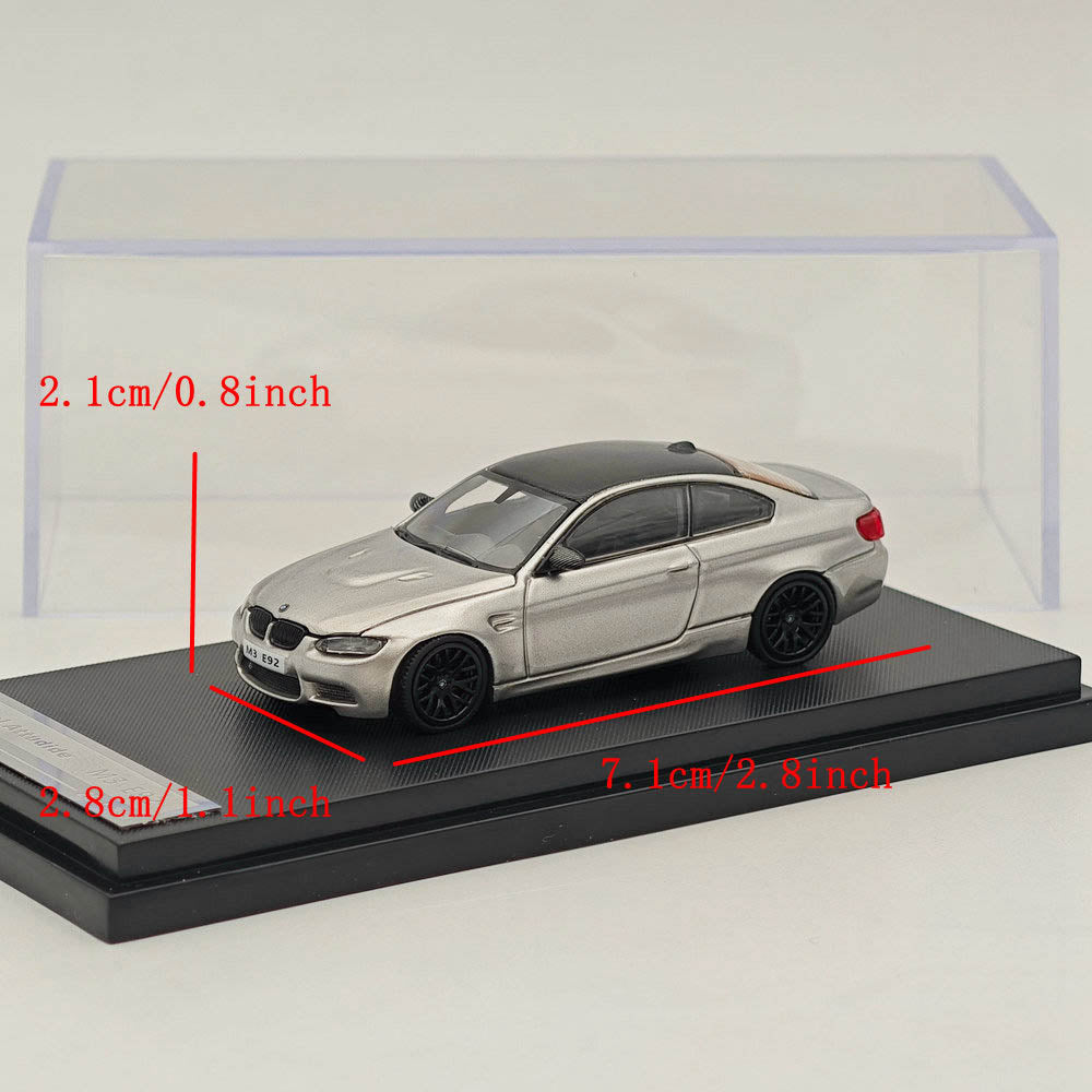 1/64 Scale Diecast Model - BMW E92 M3 Silverstone Gray - Collectible Miniature Car for Display & Racing Simulation - Perfect for Car Enthusiasts & Model Collectors