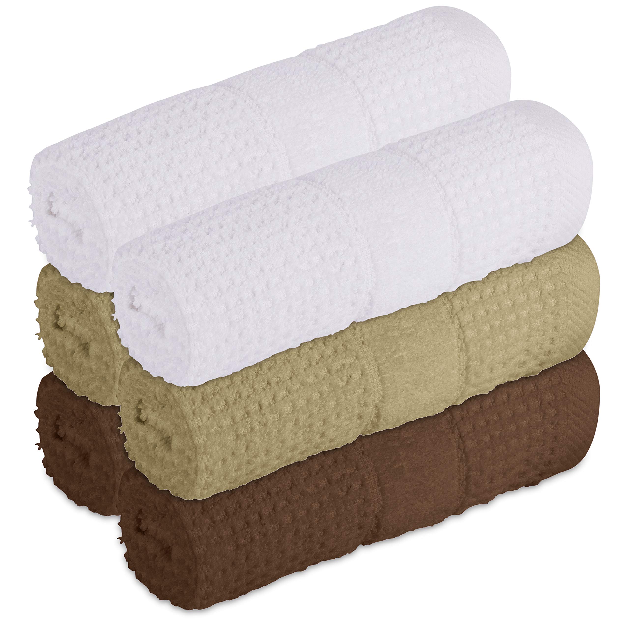Premium 12x12 Inch Waffle Weave Washcloths 6-Pack - Ultra Soft, Highly Absorbent & Durable Spa-Grade Towels (Beige) for Bath, Face, Baby Care & Luxury Home Use