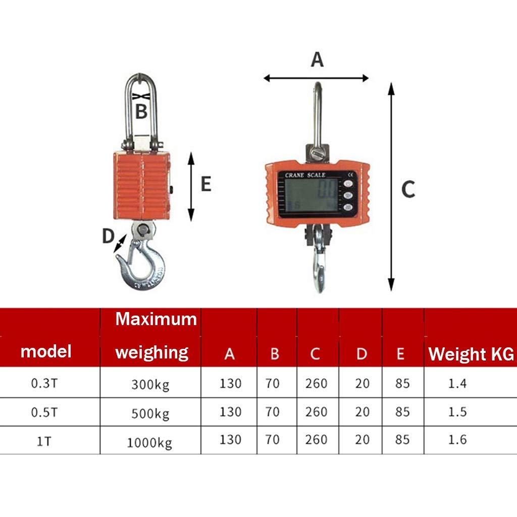 500kg/0.2kg Digital Hanging Scale - Stainless Steel Industrial Heavy Duty Hanging Scale with LCD Display - Compact Design for Warehouse, Shipping, Farming & Logistics (1000kg Capacity Option Available)