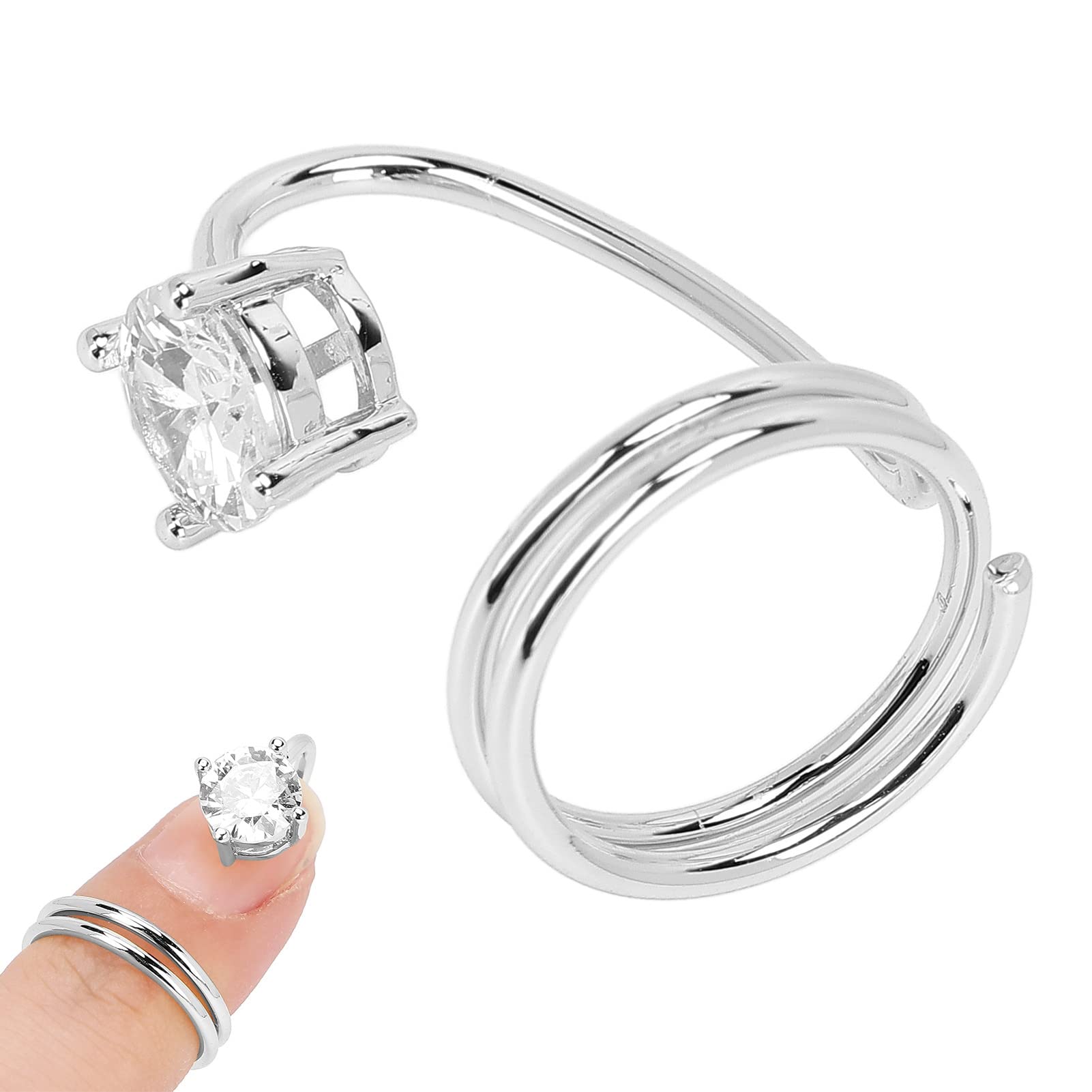 Elegant Women's Finger Nail Rings - Crystal Nail Cover Ring Jewelry Set for Ladies & Girls (3059 Platinum) | Perfect for Parties, Weddings & Fashion Accessories