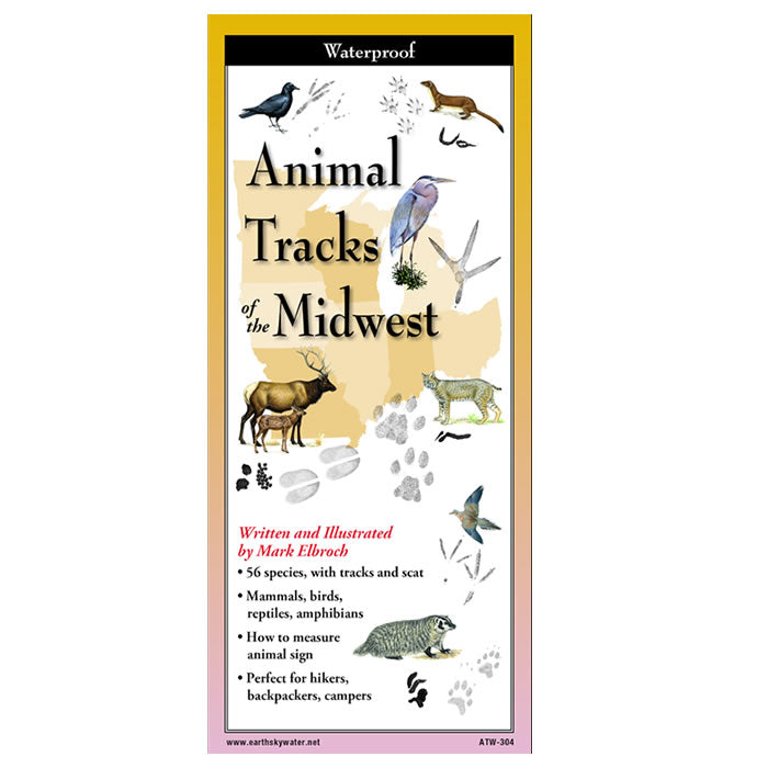 Midwest Animal Tracks Folding Guide - Identify Wildlife Footprints for Hiking, Camping & Nature Exploration