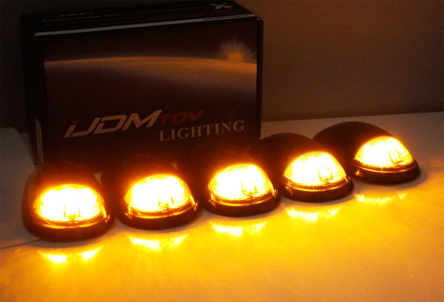 Amber LED Roof Lights for Dodge RAM, Ford F Series, Chevy & GMC Trucks - Clear Lens Cab Lights - Durable Off-Road Lighting for Night Driving & Work Trucks