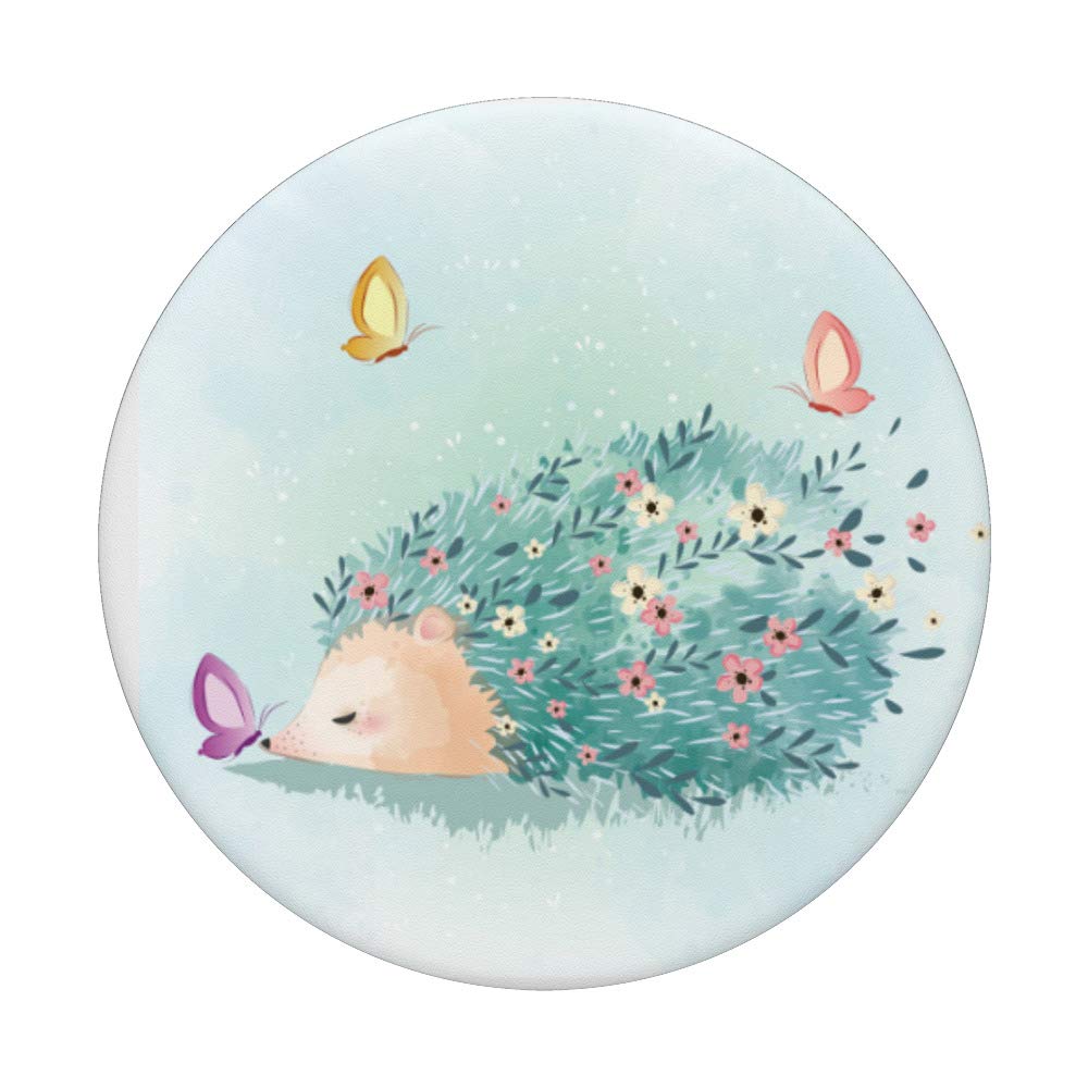 Beautiful Watercolor Hedgehog & Butterfly PopSocket - Swappable Phone Grip for Phones & Tablets - Perfect for Daily Use, Travel, and Hands-Free Viewing
