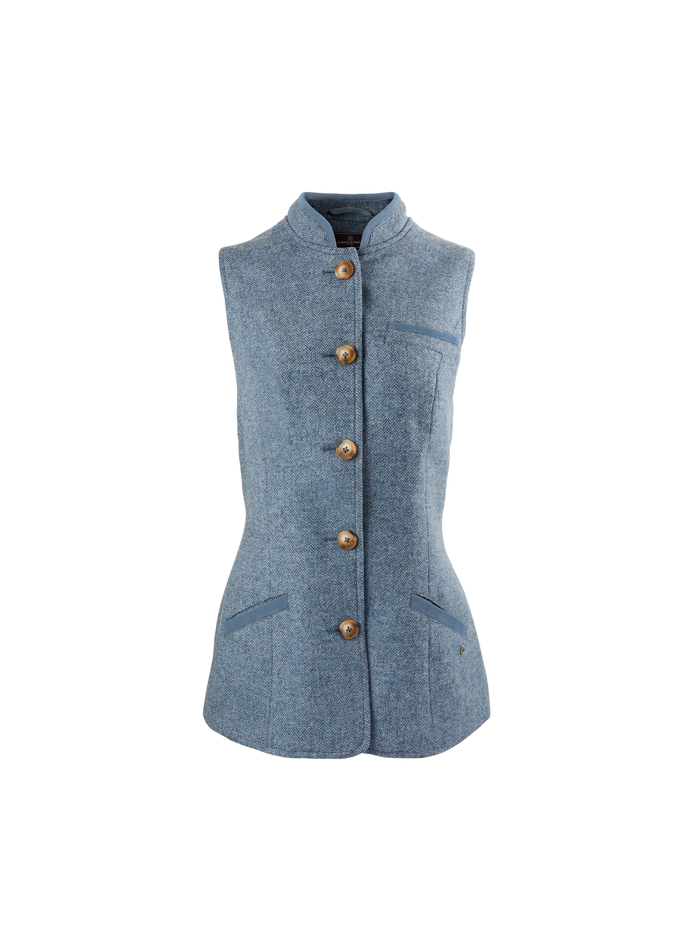 Madeline Denim Herringbone Vest for Women - Stylish Casual Gilet Jacket for Fall & Winter Layering | Perfect for Office, Travel, and Outdoor Activities
