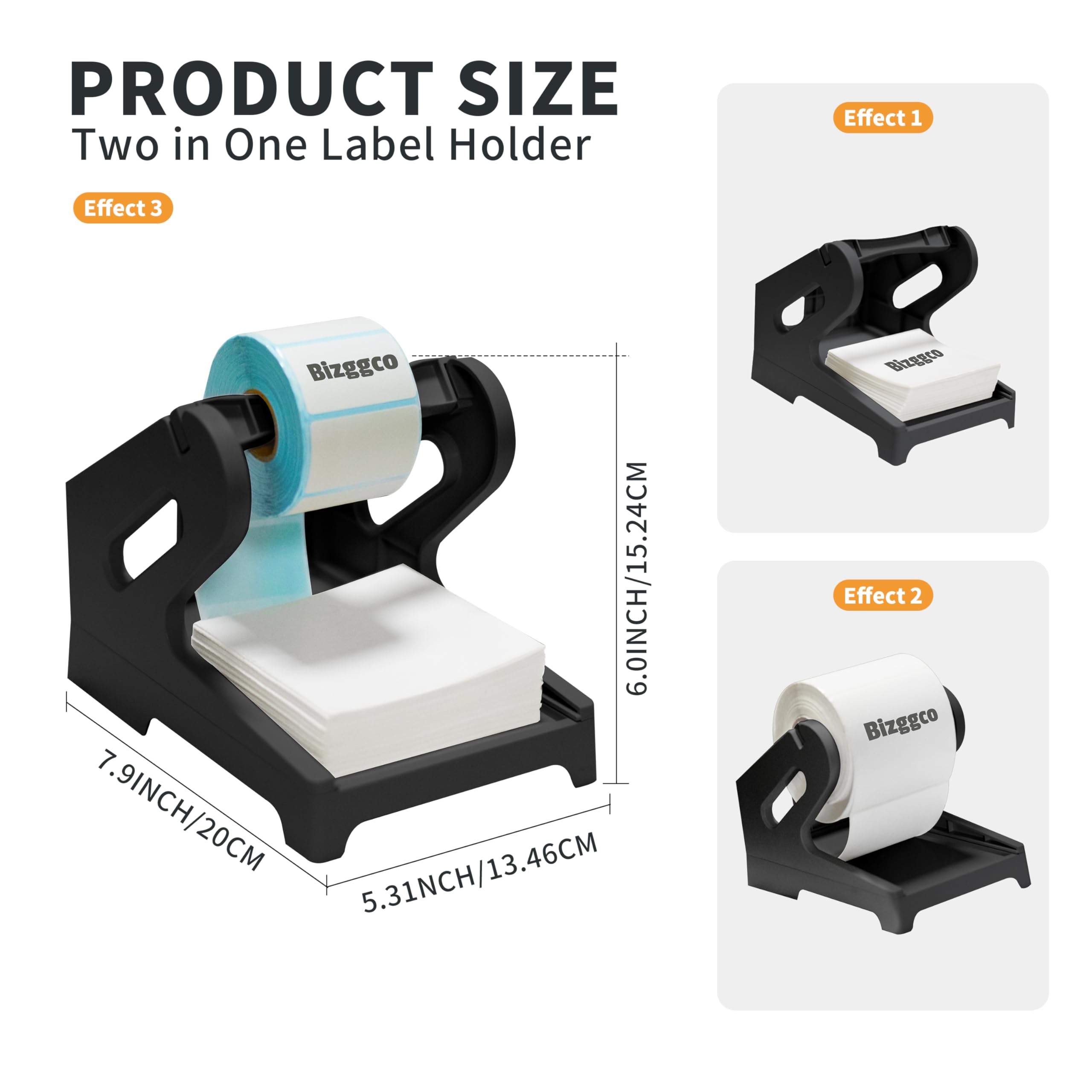 Thermal Shipping Label Holder for Rolls & Fan-Folds - Desktop Printer Stand & Fragile Sticker Dispenser Organizer - Black Home Office Accessory for Holographic Vinyl Sticker Maker - Perfect for E-commerce, Packaging & Shipping Businesses
