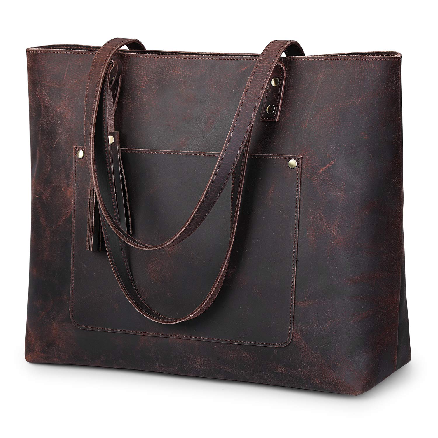 Vintage Genuine Leather Shoulder Tote Bag for Women - Large Work Handbag Purse - Perfect for Office, Travel & Everyday Use