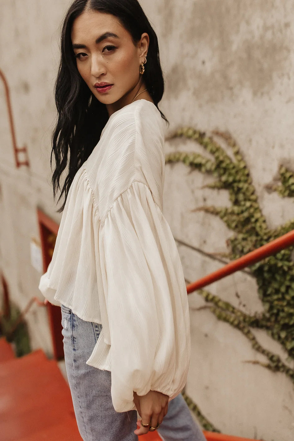 Bailey Textured Blouse for Women | Elegant Ruffled Top | Perfect for Office Wear & Date Nights | FINAL SALE
