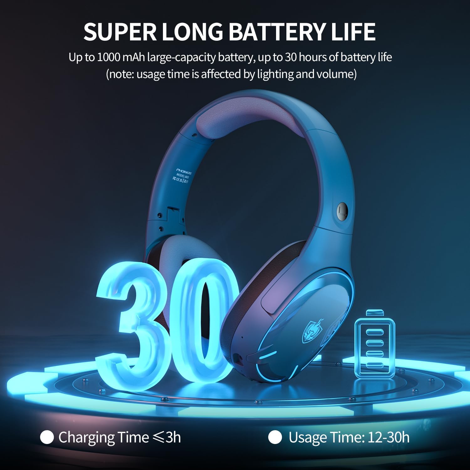 PHOINIKAS Wireless Bluetooth Gaming Headset with Dual Chip - Bluetooth 5.3 for Phone/Computer & 2.4GHz Dongle for PC/PS4/PS5/Nintendo Switch/TV - Noise Cancelling Mic, 30H Playtime, LED Lights - Perfect for Gaming, Work Calls & Entertainment