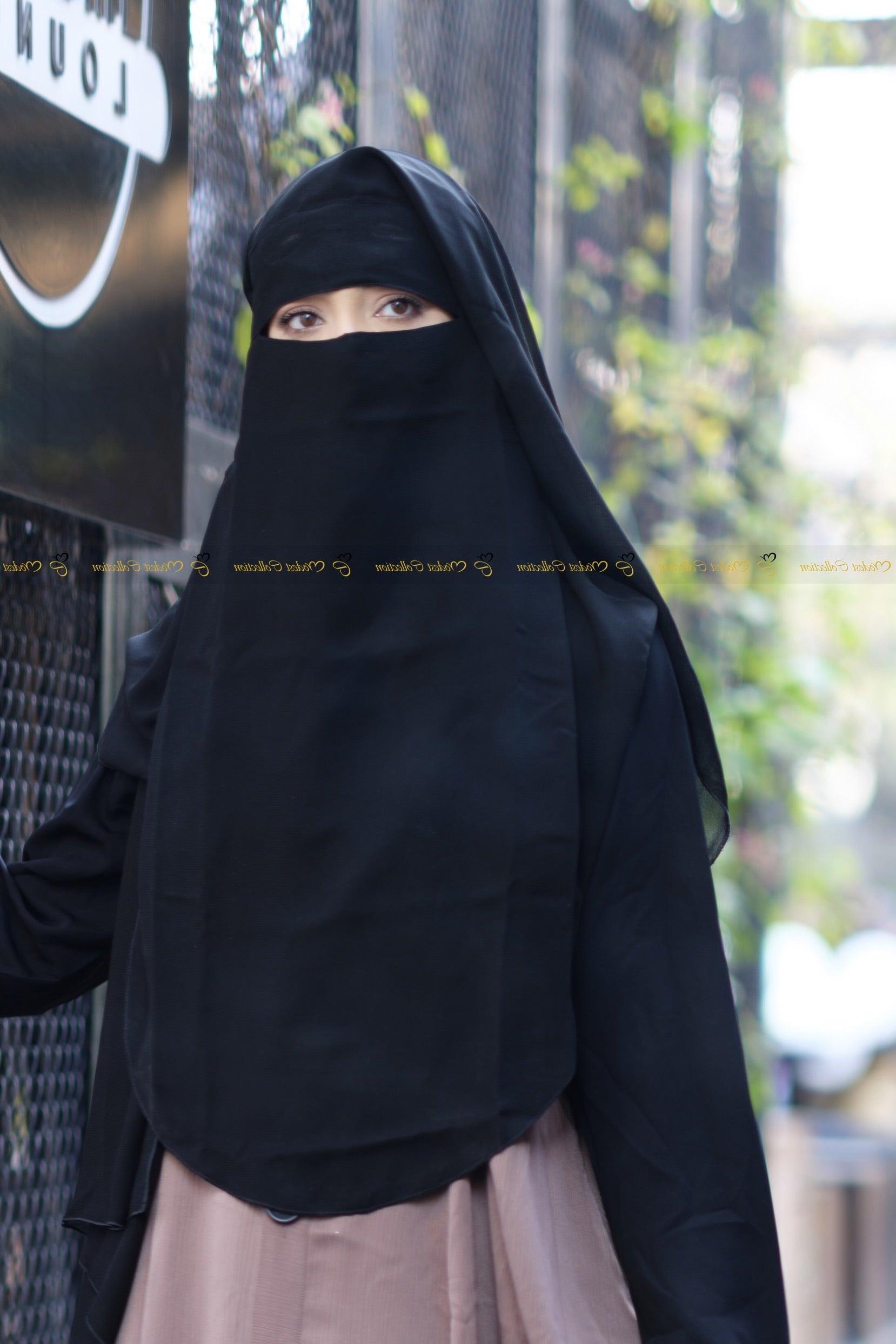 2 Layer Black Niqab for Women - Islamic Face Veil for Modest Fashion & Daily Wear - Perfect for Prayer, Outdoor Activities, and Special Occasions