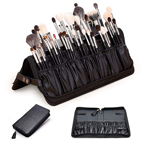Professional Foldable Makeup Brush Organizer Bag - Waterproof Travel Cosmetic Brush Case with Zipper for Artists & Makeup Lovers | Perfect for Travel, Home Storage & Gift Giving (Brushes Not Included)
