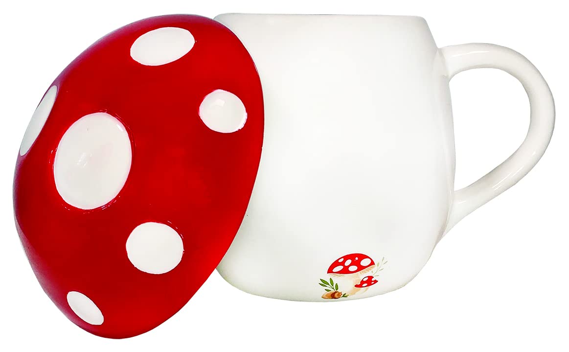 Ceramic Mushroom Mug with Lid - Cute & Unique Coffee Cup for Tea, Hot Chocolate - Perfect for Gifts, Home Decor, and Cozy Mornings
