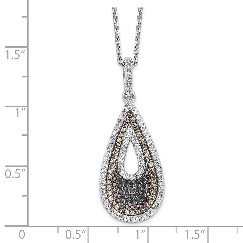 925 Sterling Silver Cubic Zirconia Teardrop Necklace for Women - Elegant Fine Jewelry Gift for Her, 18