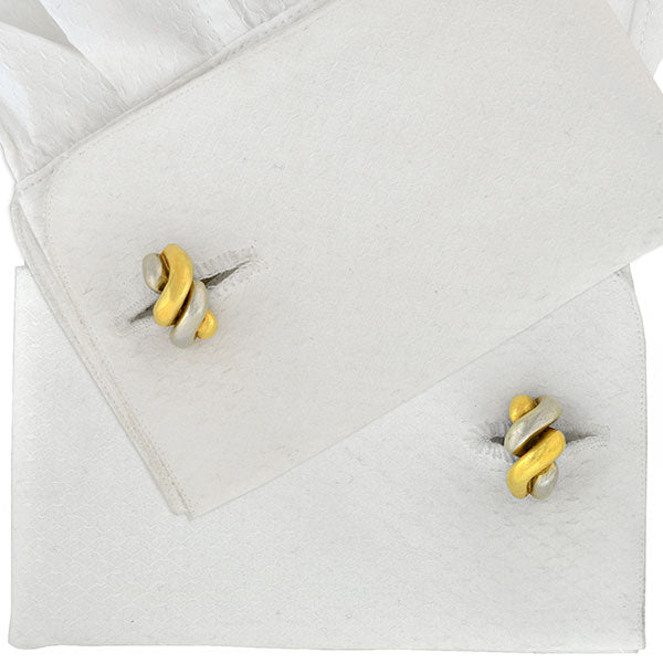 Tiffany & Co. 18K Gold Mixed Metals Coiled Cufflinks for Men - Luxury Dress Accessories for Weddings, Business & Formal Events