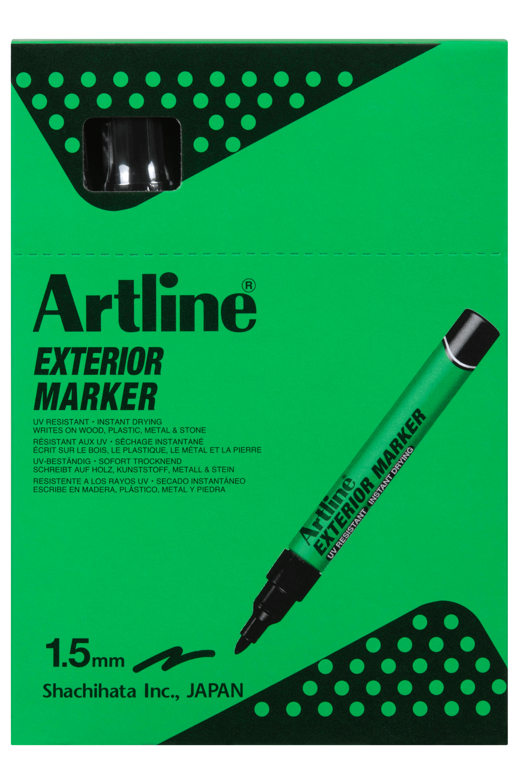 Artline Exterior Permanent Marker Bullet Tip Black - 12 Pack - Waterproof & Fade-Resistant for Outdoor Signs, Labeling, and Industrial Use