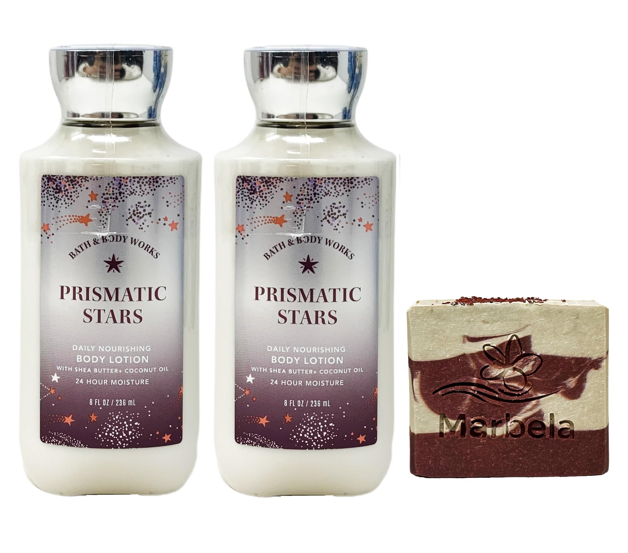 Bath & Body Works Prismatic Stars 2-Pack Daily Nourishing Body Lotion Gift Set with Cherry On Top Bar Soap - Full Size Moisturizing Lotion for Dry Skin - Perfect for Gifts, Self-Care & Daily Hydration