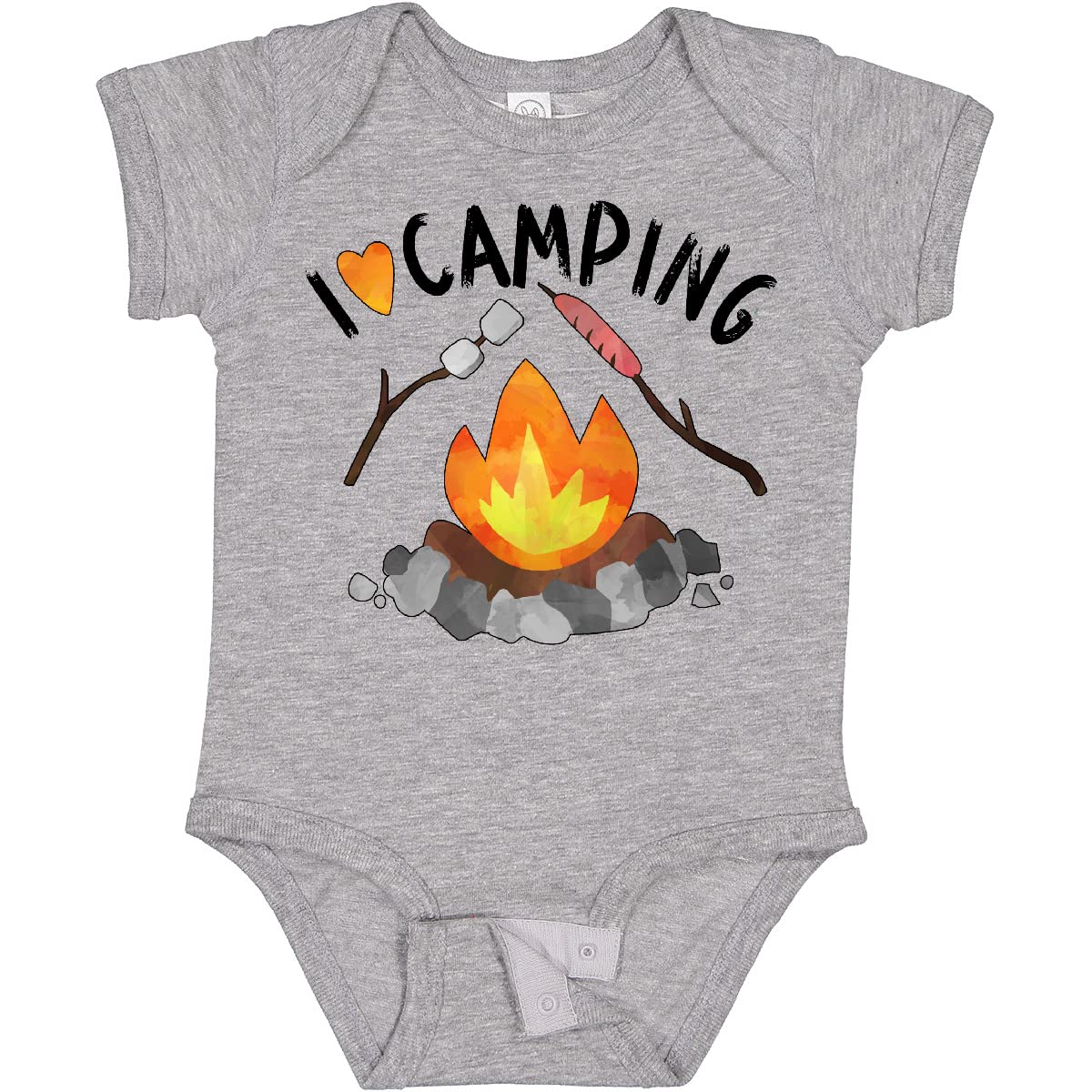 Inktastic I Love Camping Baby Bodysuit - Cute Campfire, Hot Dog & Marshmallows Design - Perfect for Outdoor Adventures & Family Camping Trips