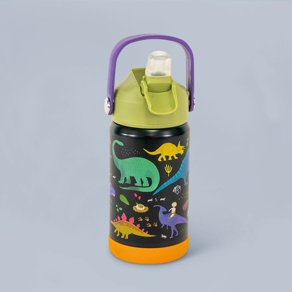 Floss & Rock Dinosaur Themed Insulated Water Bottle for Kids - BPA Free, Leak Proof, Perfect for School, Sports & Outdoor Adventures