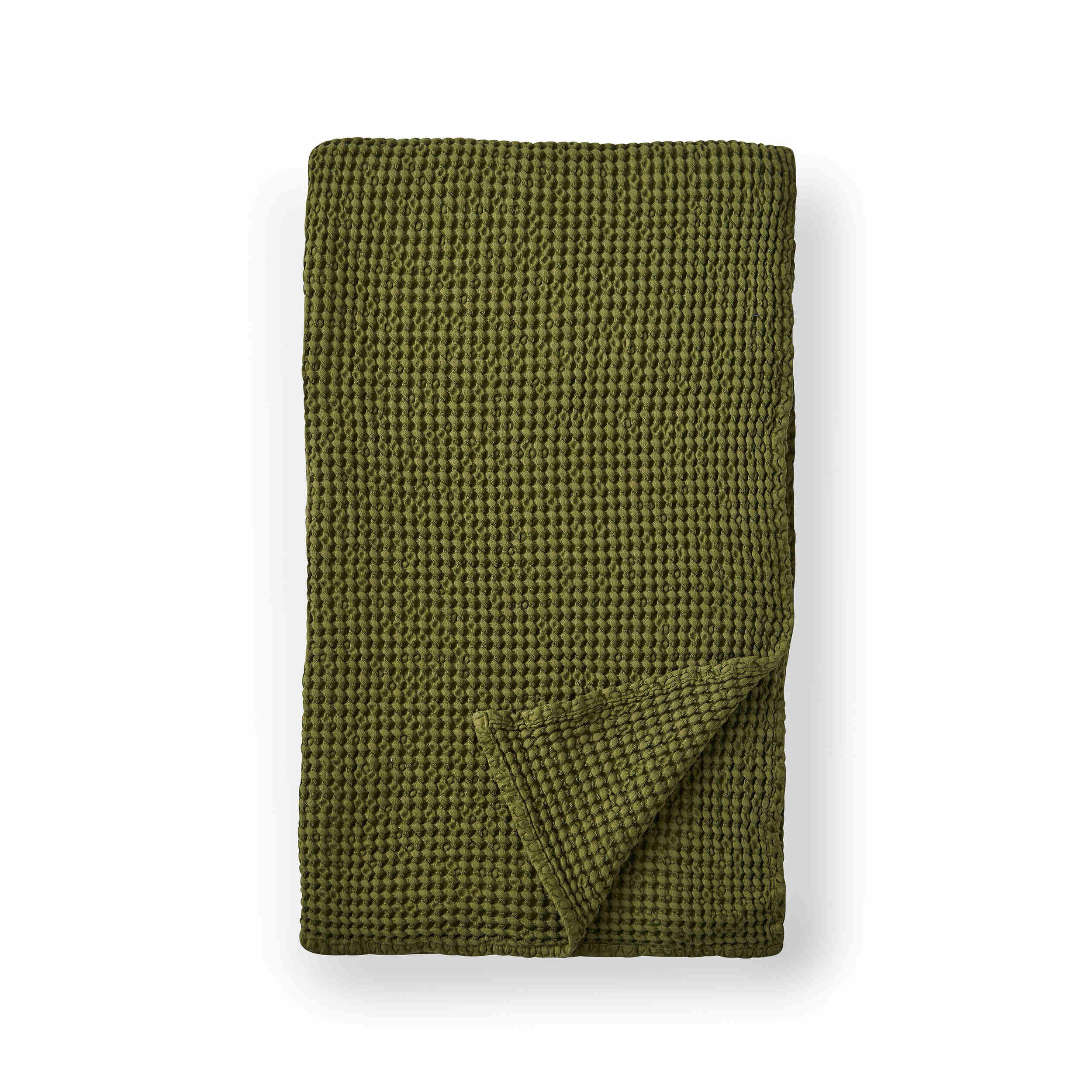 Pineapple Elephant Jaipur Chunky Waffle Throw Blanket - Soft & Cozy Olive Green Handwoven Cotton Afghan - Perfect for Sofa, Bed & Home Decor