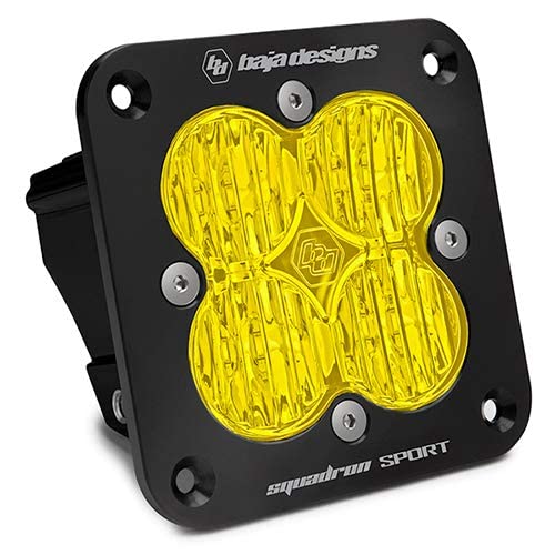 Baja Designs Squadron Sport Flush Mount LED Auxiliary Light Pod - Super Bright Off Road LED Lights for Trucks & SUVs - Wide Cornering Driving Headlights - Waterproof Black & Amber Lights for Off-Roading, Overlanding & Night Driving