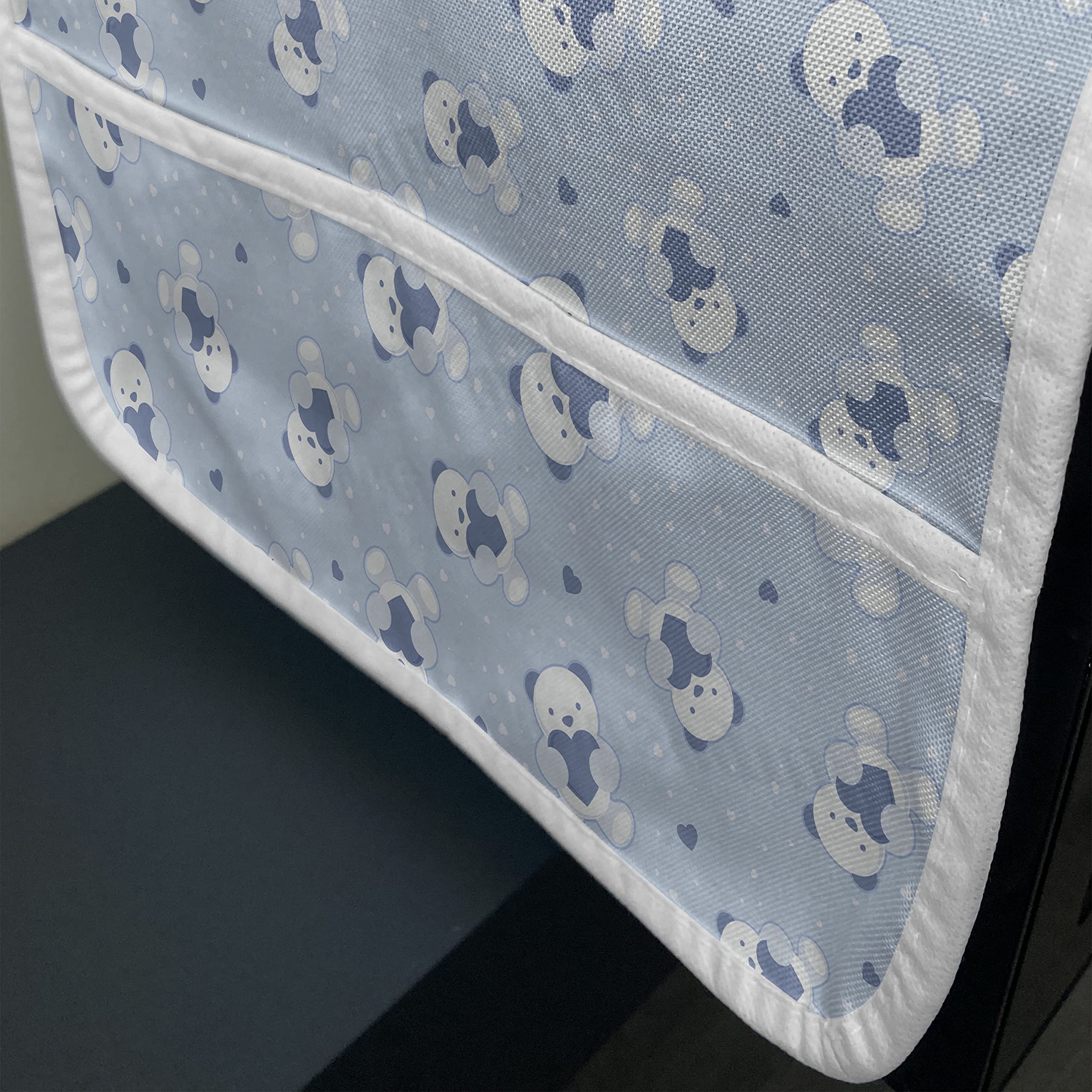 Ambesonne Teddy Bear Microwave Cover - Water Resistant Kitchen Organizer with Pockets, 36 x 12 Inches, Cadet Blue - Perfect for Microwave Protection & Kitchen Decor