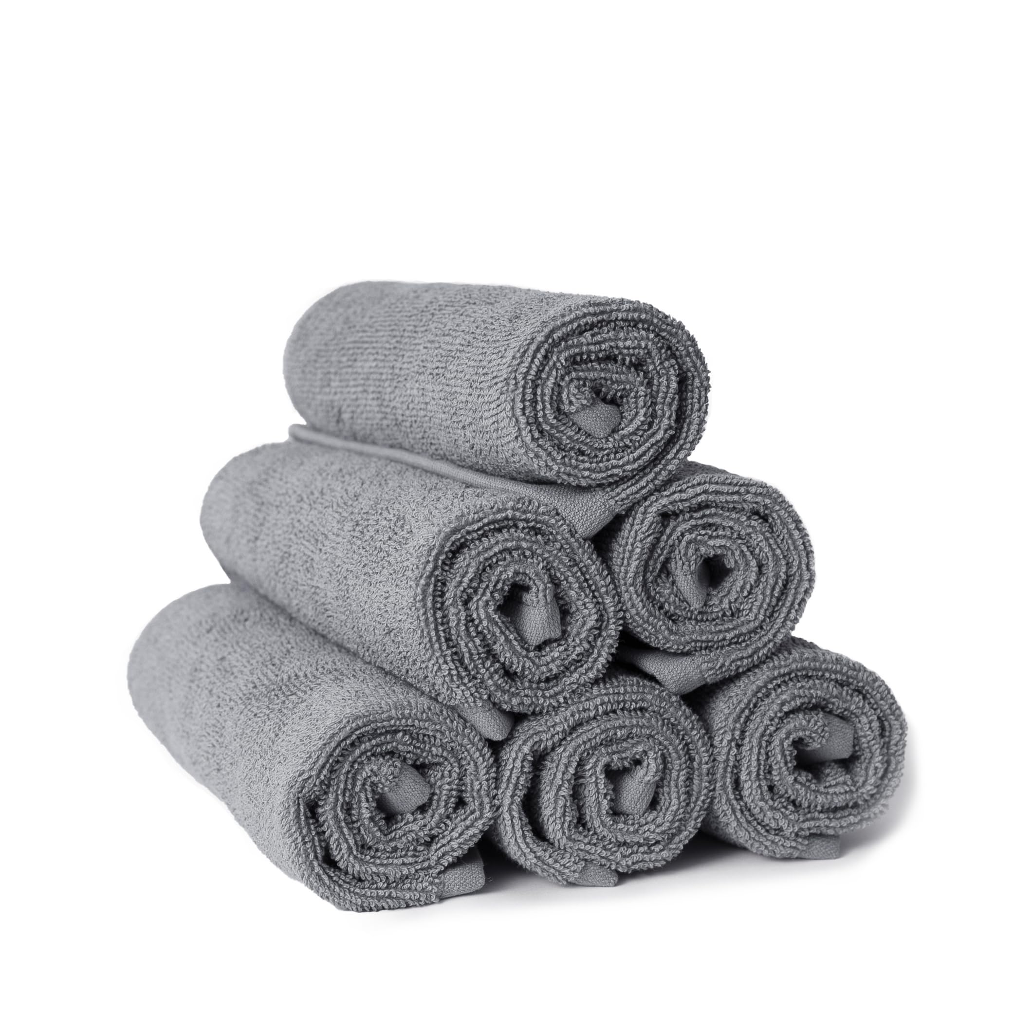RosenSoft Extra Large Wash Cloths 16x14 Inch - Oversized Bath Towels for Body & Face, Gym & Spa - Soft Bathroom Towel Set (Grey, 6 Pack) - Perfect for Shower, Facial Cleansing & Post-Workout Refreshment