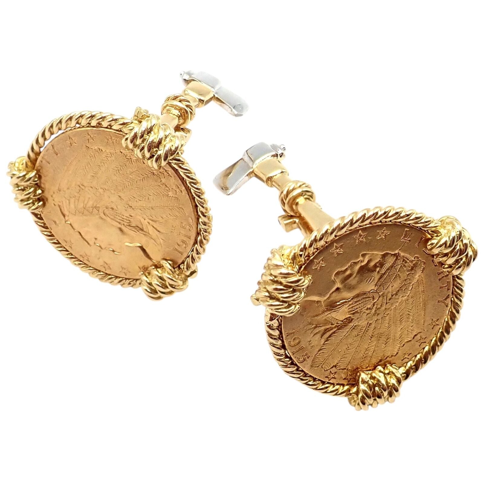 18k & 22k Gold Indian Head Coin Cufflinks for Men - Verdura Five Buck Luxury Jewelry - Perfect for Weddings, Business Meetings & Formal Events