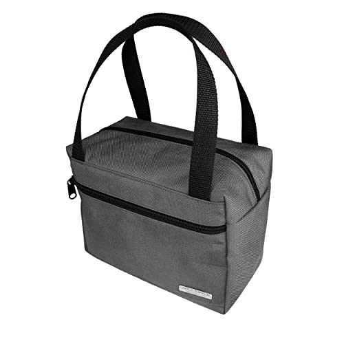 Insulated Lunch Bag for Men & Women - Zippered Reusable Lunch Box Handmade in USA by California Artisan (Gray) | Perfect for Work, School, Picnics & Outdoor Activities