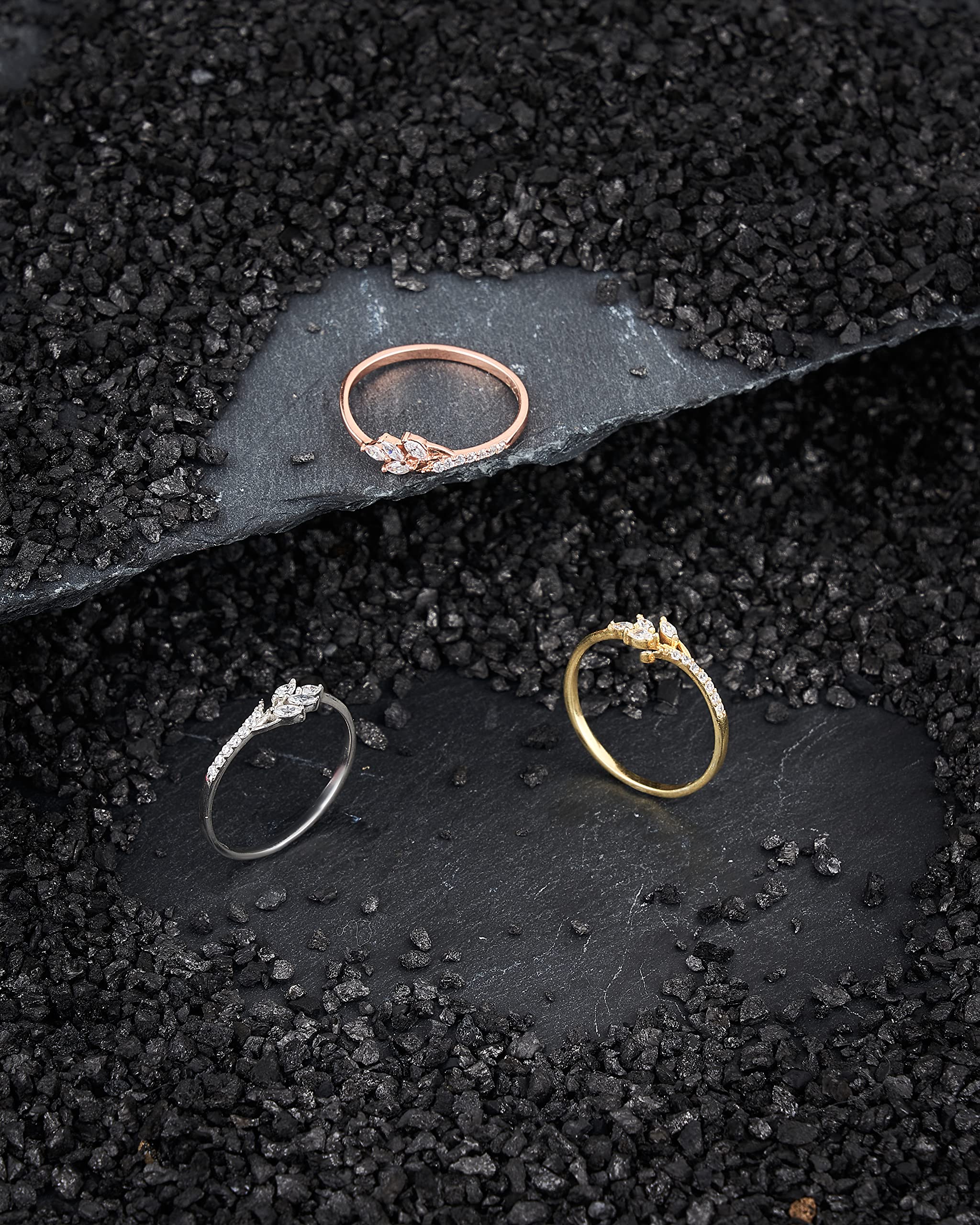 Diamond Leaf Rings for Women - 14K Gold & Sterling Silver Leaf Rings with Real Diamonds - Elegant Nature-Inspired Jewelry for Everyday Wear, Weddings & Special Occasions