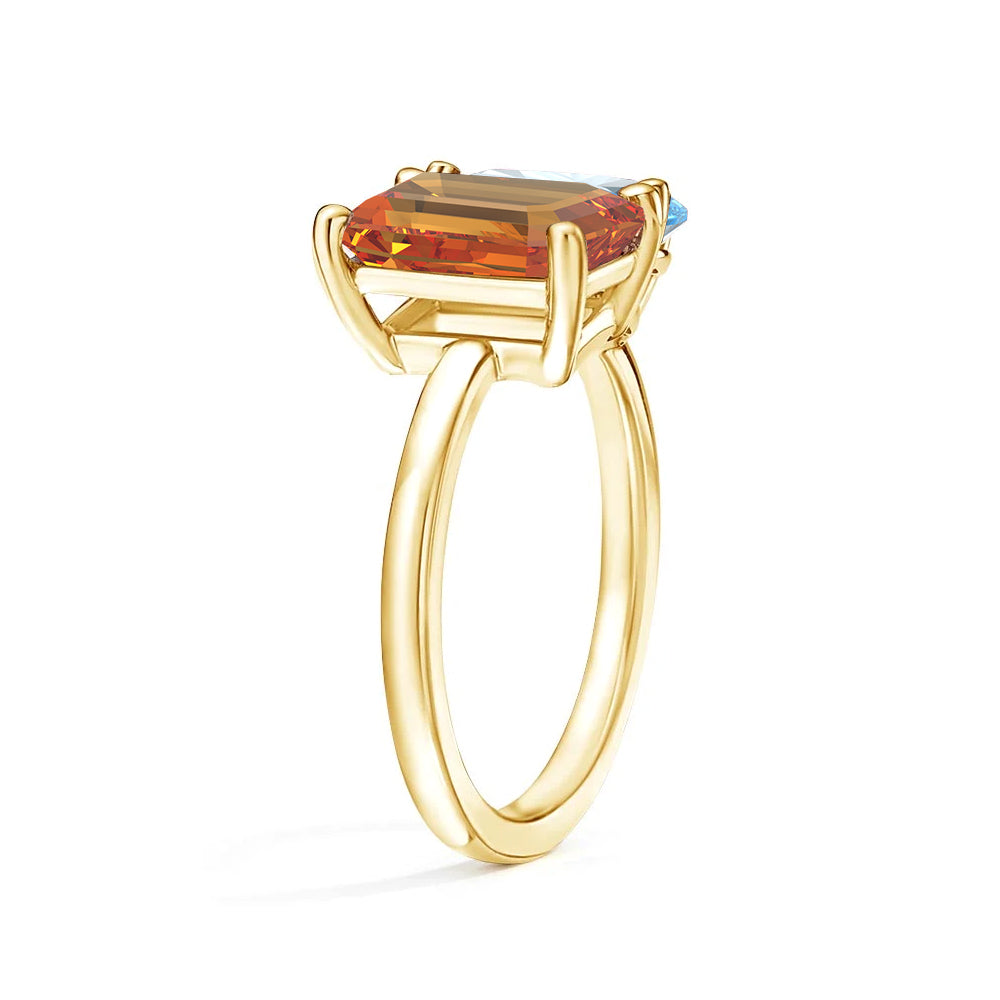 Personalized Citrine Toi et Moi Anniversary Ring - Custom Birthstone Jewelry for Couples, Gift for Her, Wedding Band, Romantic Present for Valentine's Day or Anniversary