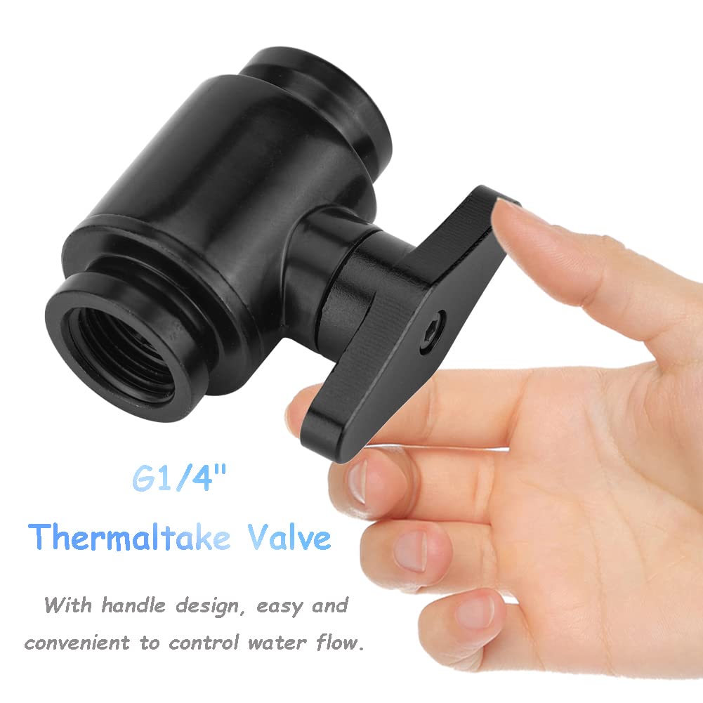 Diyeeni G1/4 Thread Brass Water Cooling Valve - High Flow Ball Valve for PC Liquid Cooling Systems | Durable Computer Water Cooling Component (Black Switch) | Perfect for Custom Gaming Rigs & PC Modding