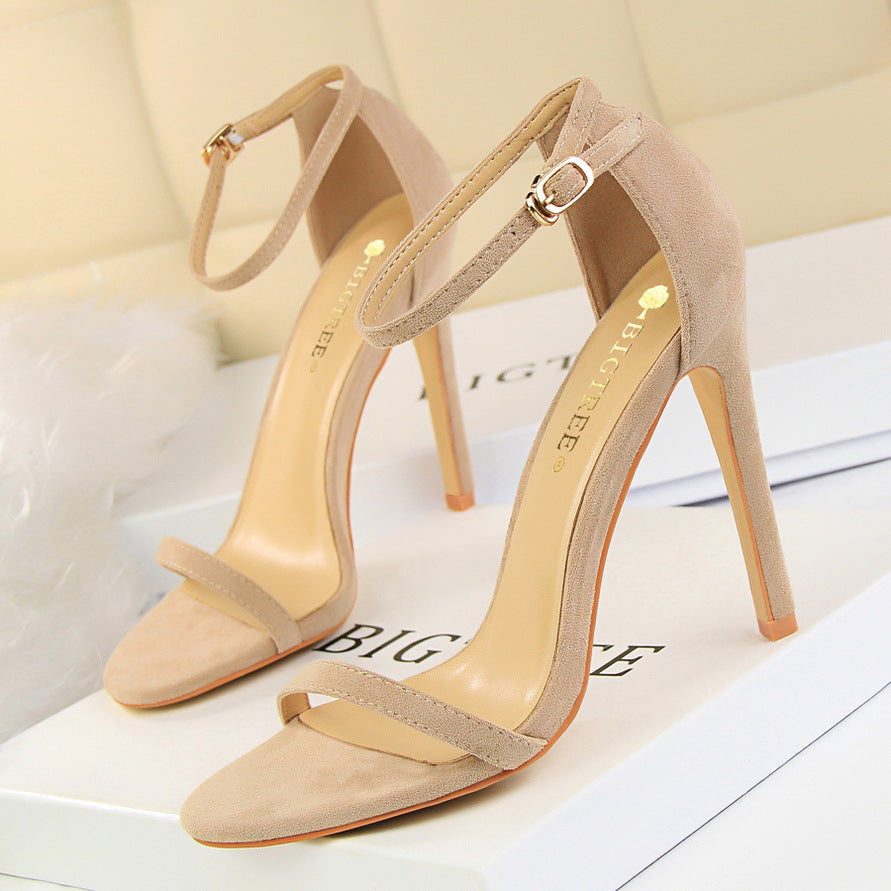 Sexy Open Toe Stiletto High Heel Sandals for Women - Suede Nightclub Heels with Simple Fashion Design | Perfect for Parties, Clubs & Evening Events
