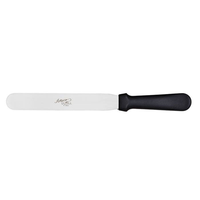 Ateco 1308 Professional Pastry Spatula with Black Plastic Handle - 8 Inch Stainless Steel Blade for Cake Decorating, Icing, Baking - Perfect for Home Bakers & Professional Chefs
