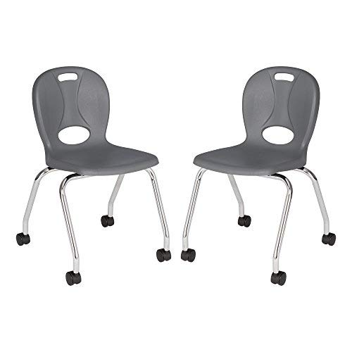 Ergonomic Mobile Structure Series School Chairs - Set of 2 Stackable Classroom Chairs with Wheels for Schools, Offices & Study Rooms