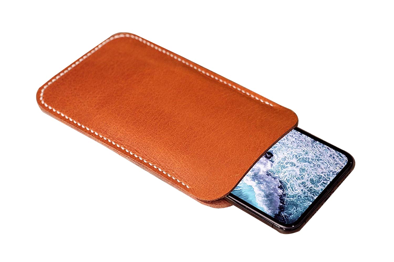 Premium Full Grain Leather iPhone Case for iPhone 16/15/14/13 Pro Max & Plus - Personalized Real Leather Pouch in Black & Brown - Durable Protection for Work, Travel & Everyday Use