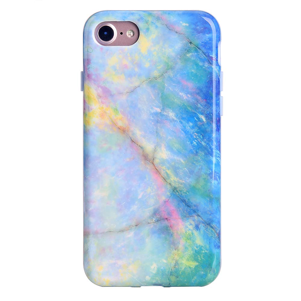 Velvet Caviar iPhone SE 2020/8/7 Case - Opal Blue Marble Protective Phone Cover for Women & Girls | Slim Shockproof Design for Daily Use, Work & School