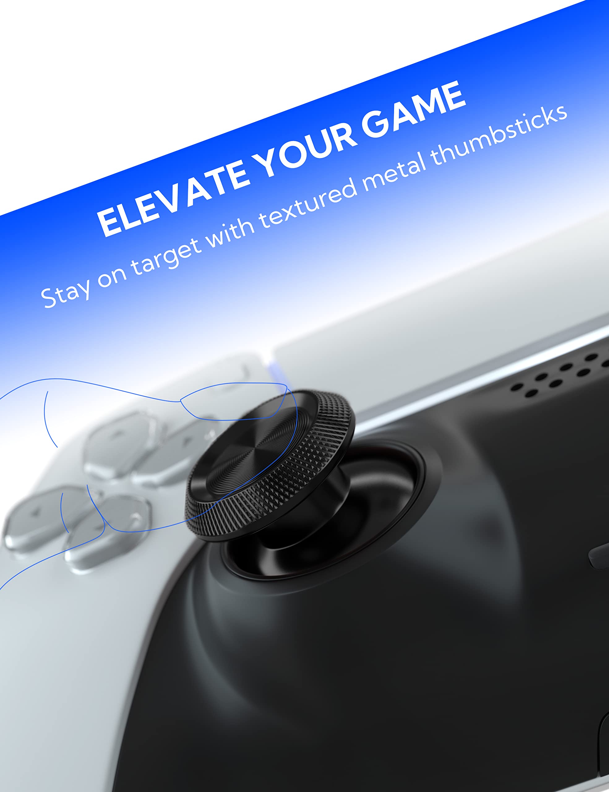 PS5 Metal Thumbsticks - Aluminum Joystick Replacement Kit for DualSense Controller (Black) - Gaming Accessories