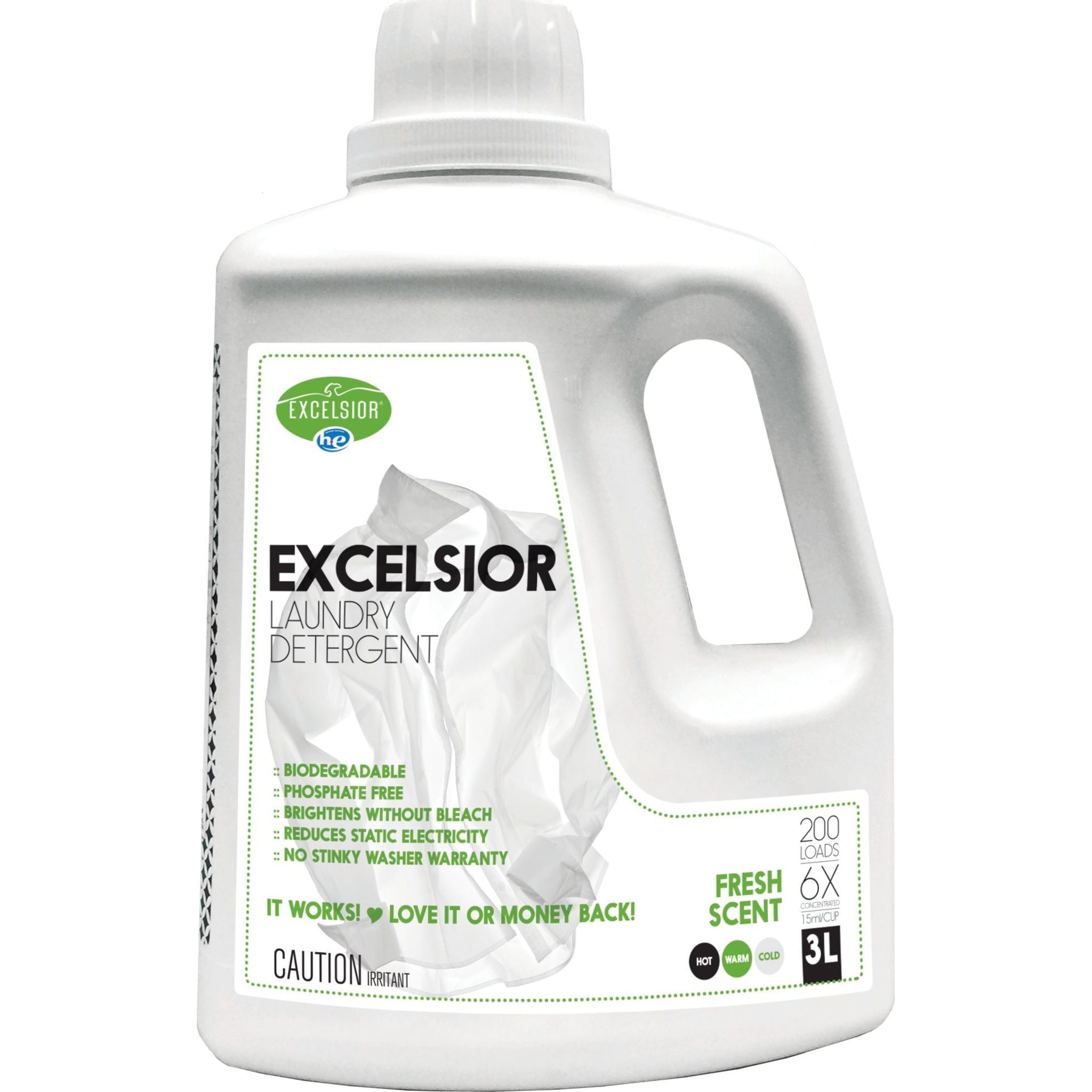 3L Eco-Friendly Laundry Detergent with Refillable Bottle - Fresh Scent for Sensitive Skin | Plant-Based Formula for All Fabrics | Perfect for Families, Gym Clothes & Baby Laundry (SOAPFL3 C)