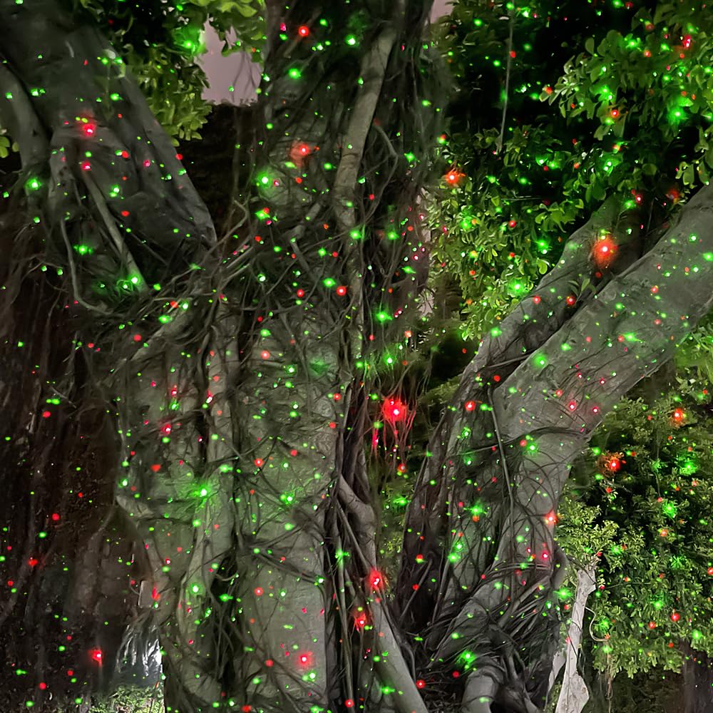 Outdoor Garden Laser Christmas Lights - Red & Green Moving Star Projector for Patio, Yard, and Holiday Decorations