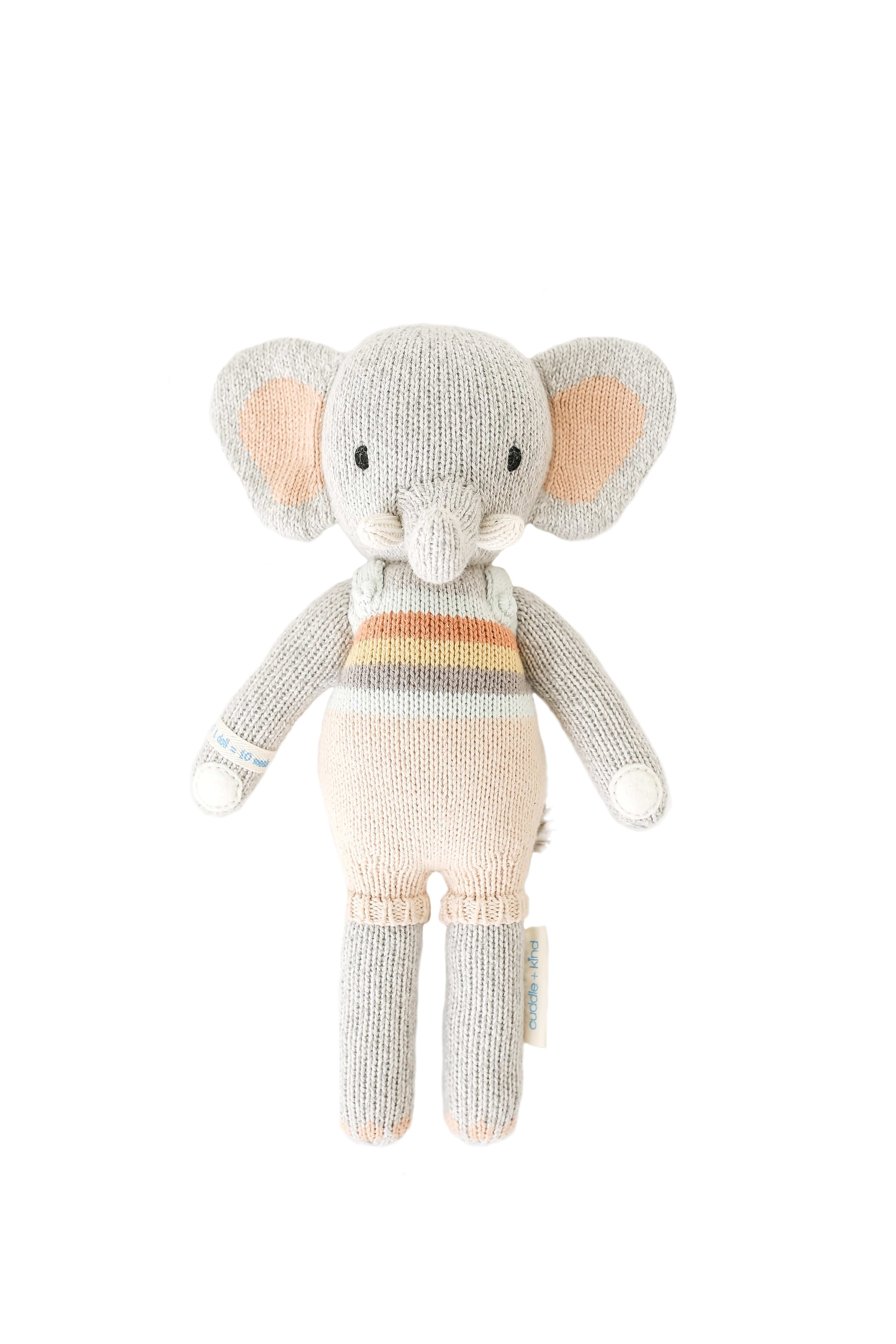 Cuddle+Kind Evan the Elephant Plush Toy - Organic Cotton Stuffed Animal for Babies & Kids | Soft, Huggable & Safe | Perfect for Nursery Decor, Gifts & Cuddling