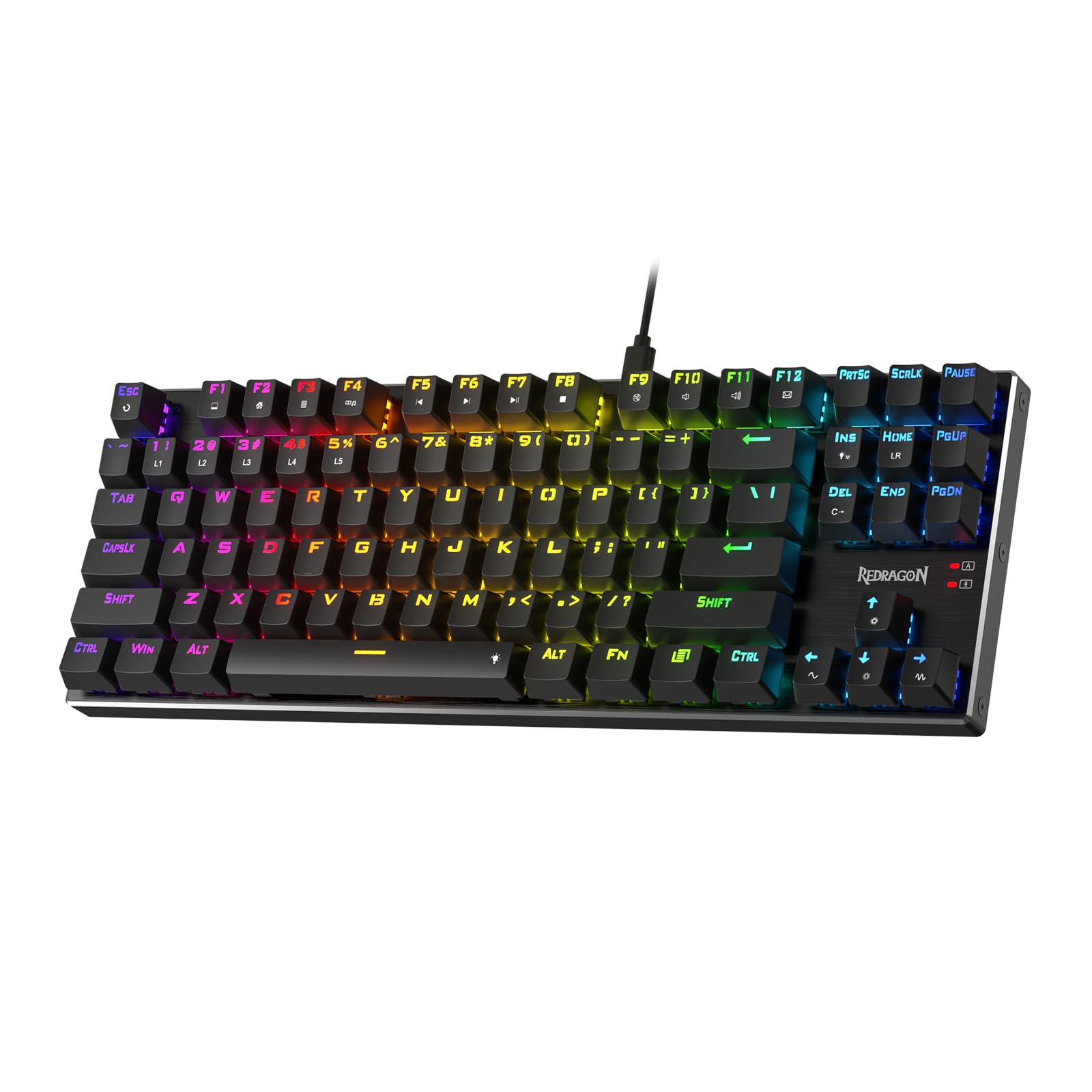 Redragon K556 TKL RGB Mechanical Gaming Keyboard - 87 Keys, Aluminum Base, Red Switch for Quiet Gaming