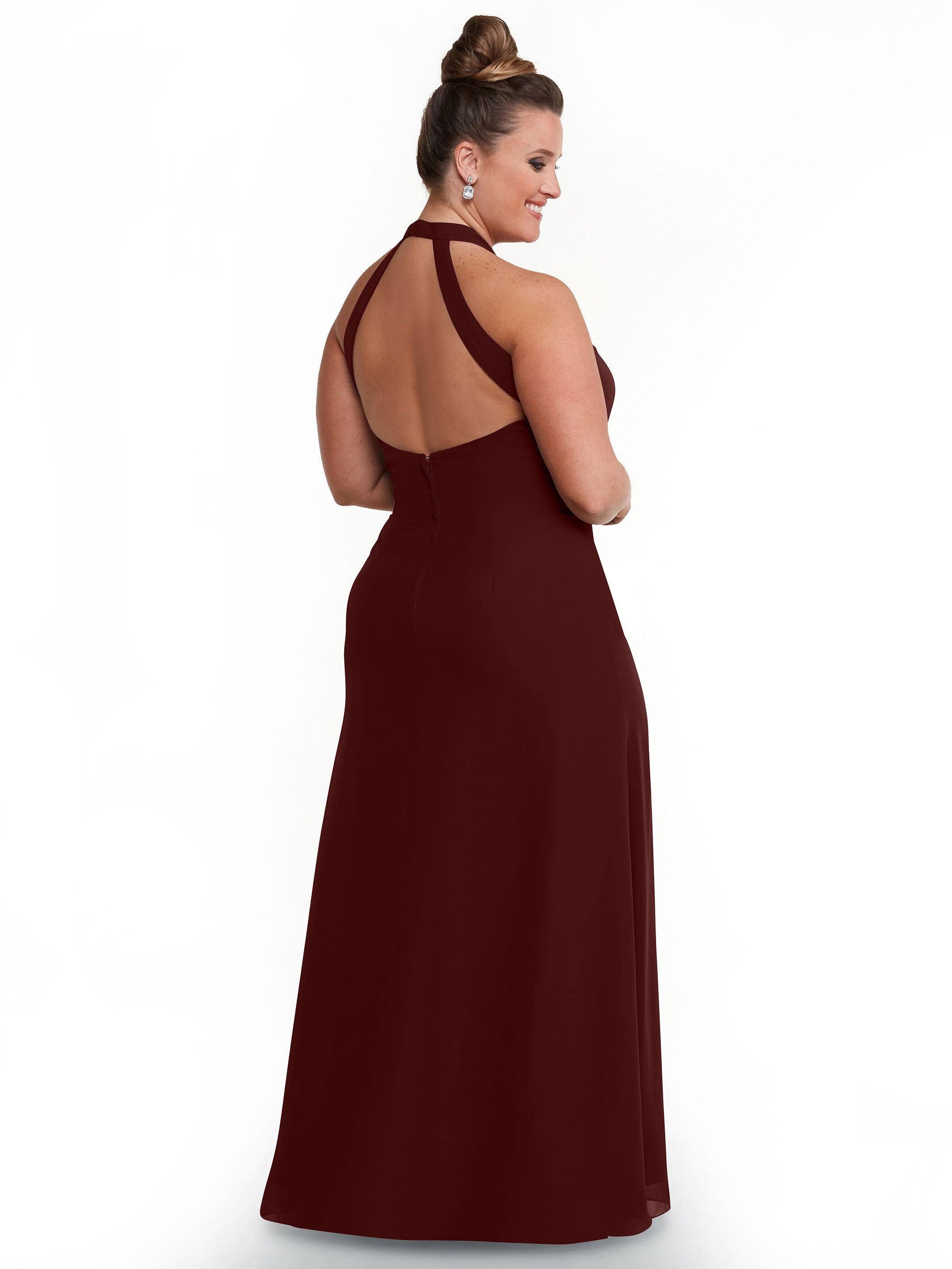 Elegant 80138 Chiffon A-Line Bridesmaid Dress with Keyhole Halter Neckline - Perfect for Weddings, Formal Events & Special Occasions