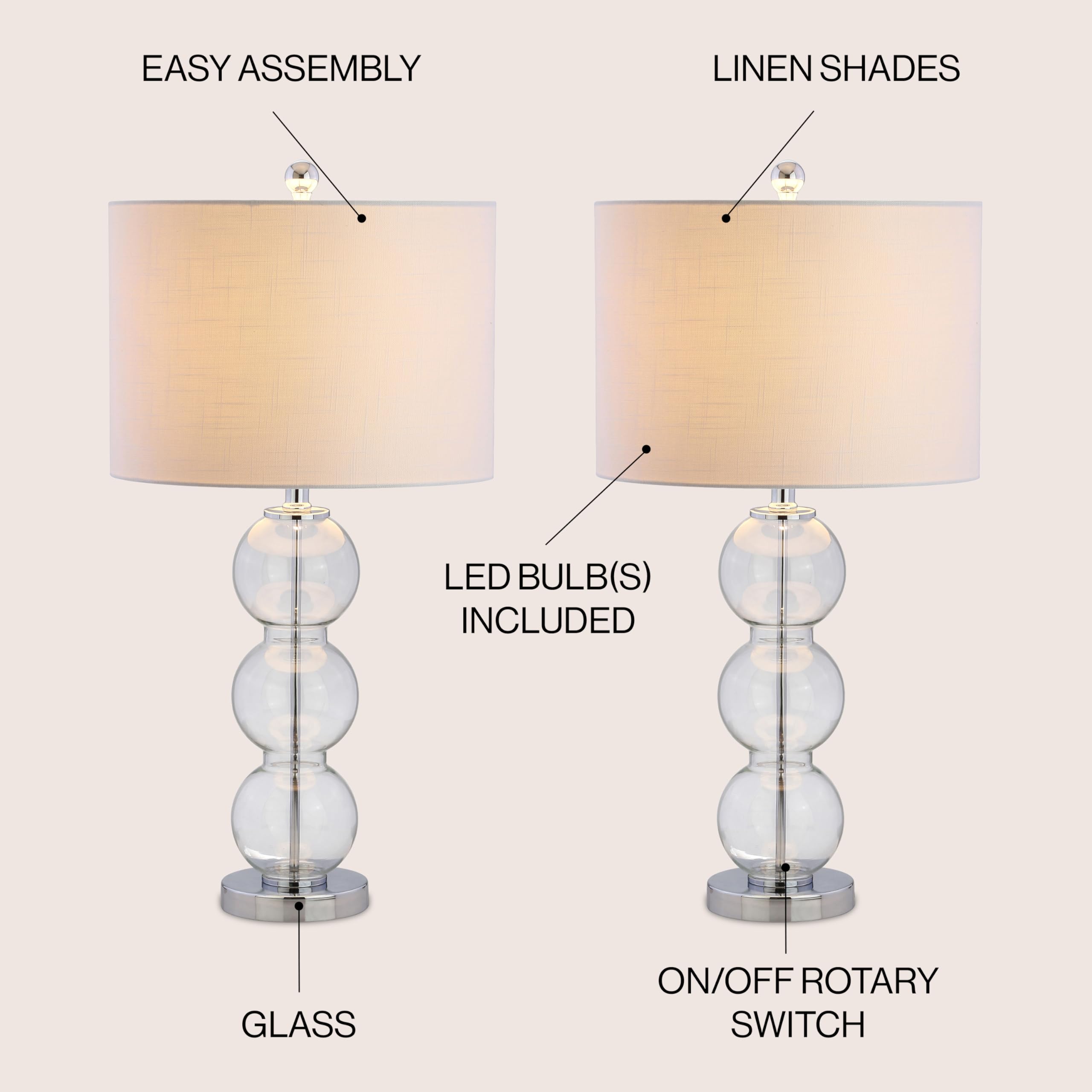 Jonathan Y JYL1070D-SET2 Set of 2 Modern Glass Triple-Sphere LED Table Lamps - 27