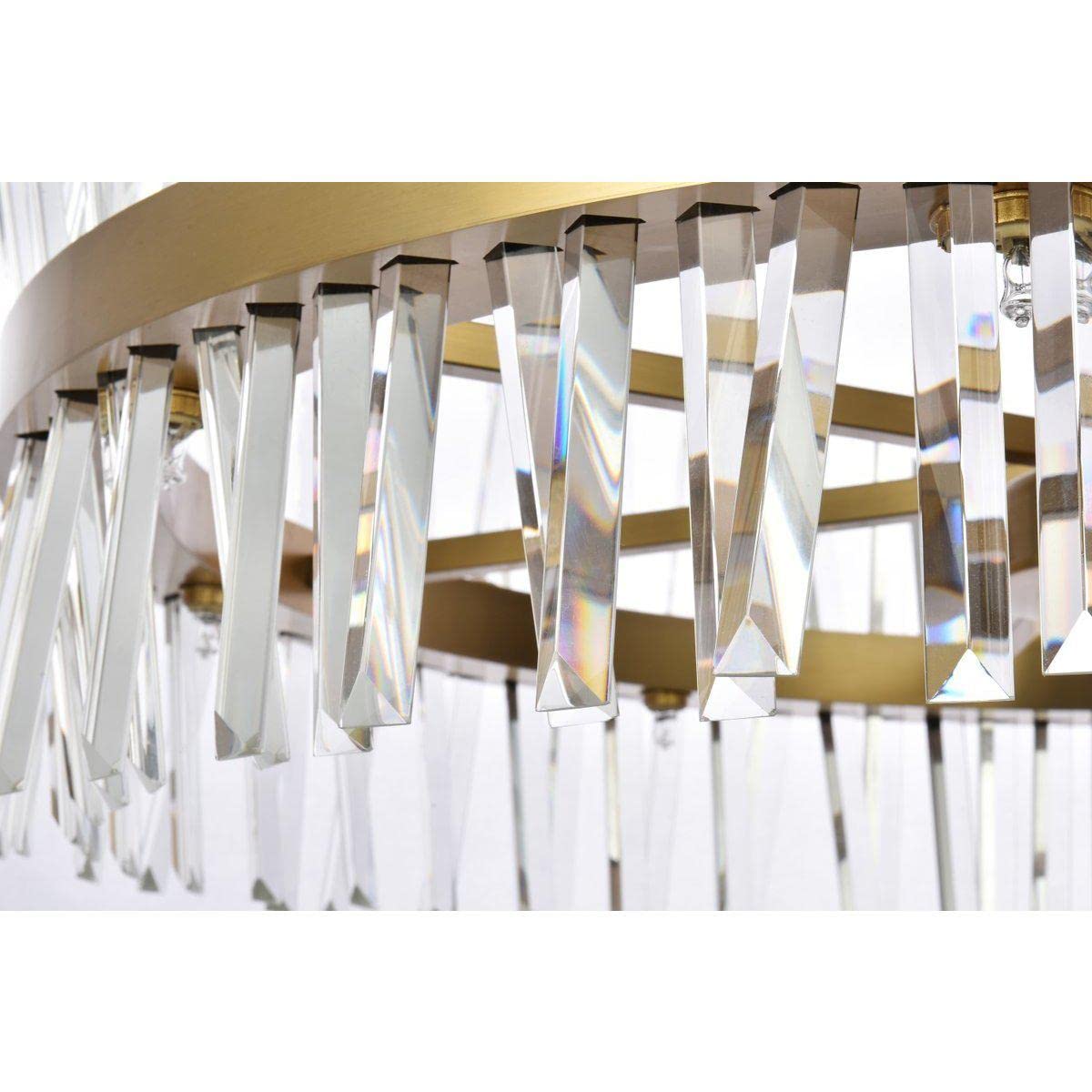 36 Inch Crystal Round Chandelier Light in Satin Gold - Elegant Dining Room & Bedroom Ceiling Fixture - Perfect for Luxury Home Decor & Wedding Venues